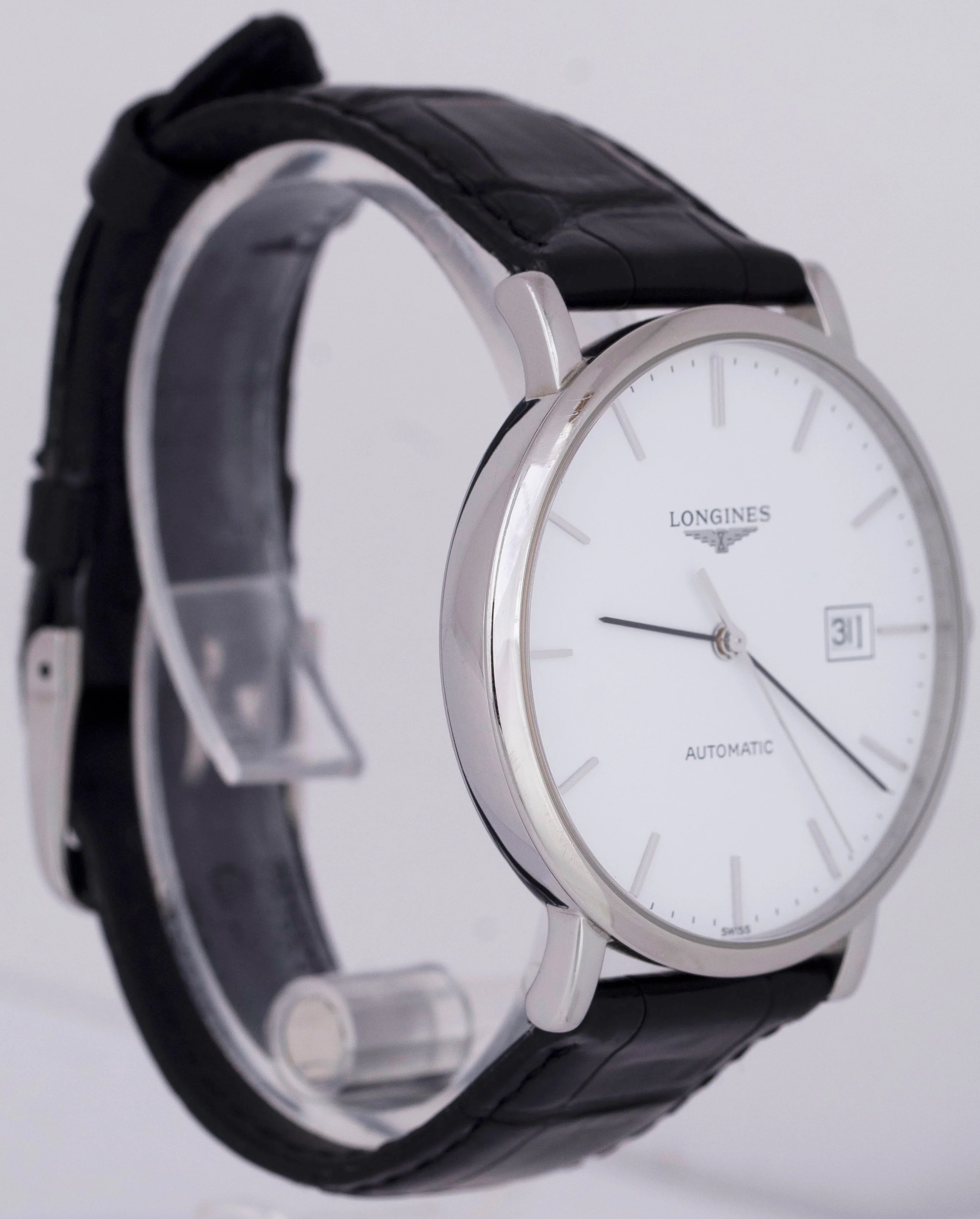 Longines Elegant 39mm PAPERS Stainless White Automatic Date Watch L4.910.4 B+P - Image 4