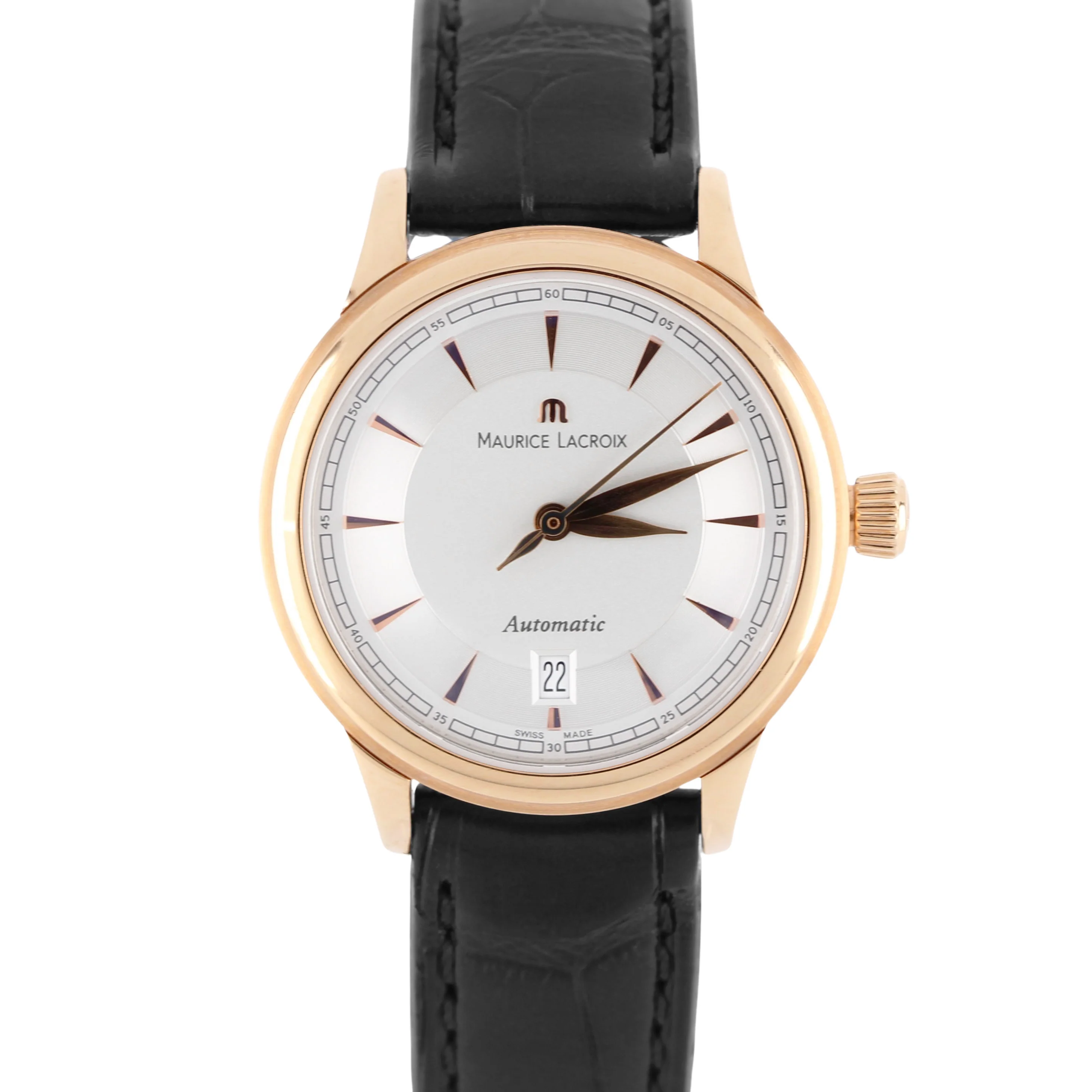 Maurice Lacroix Les Classiques 18k Rose Gold Silver 28mm LC6003 Watch BOX