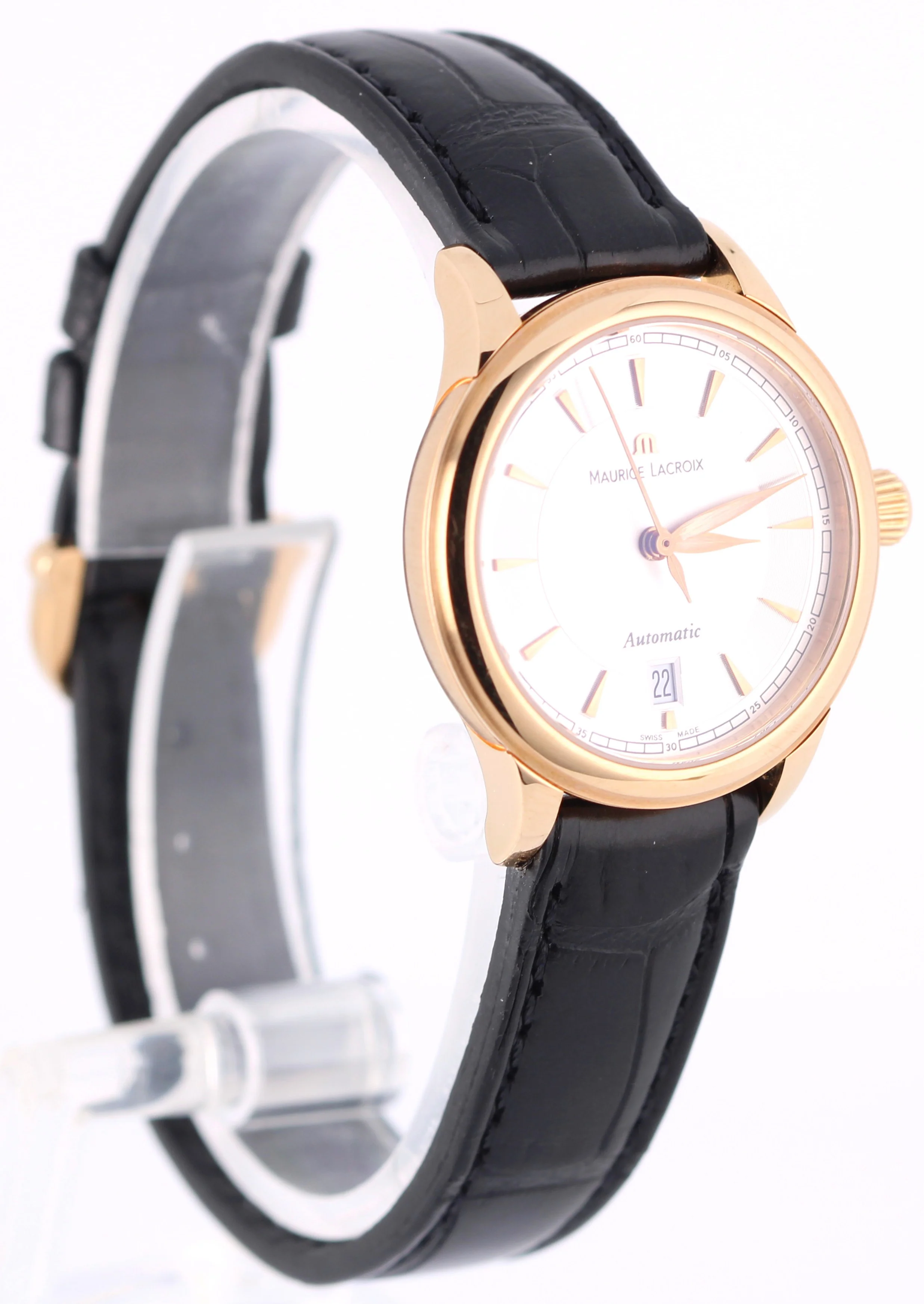Maurice Lacroix Les Classiques 18k Rose Gold Silver 28mm LC6003 Watch BOX - Image 4