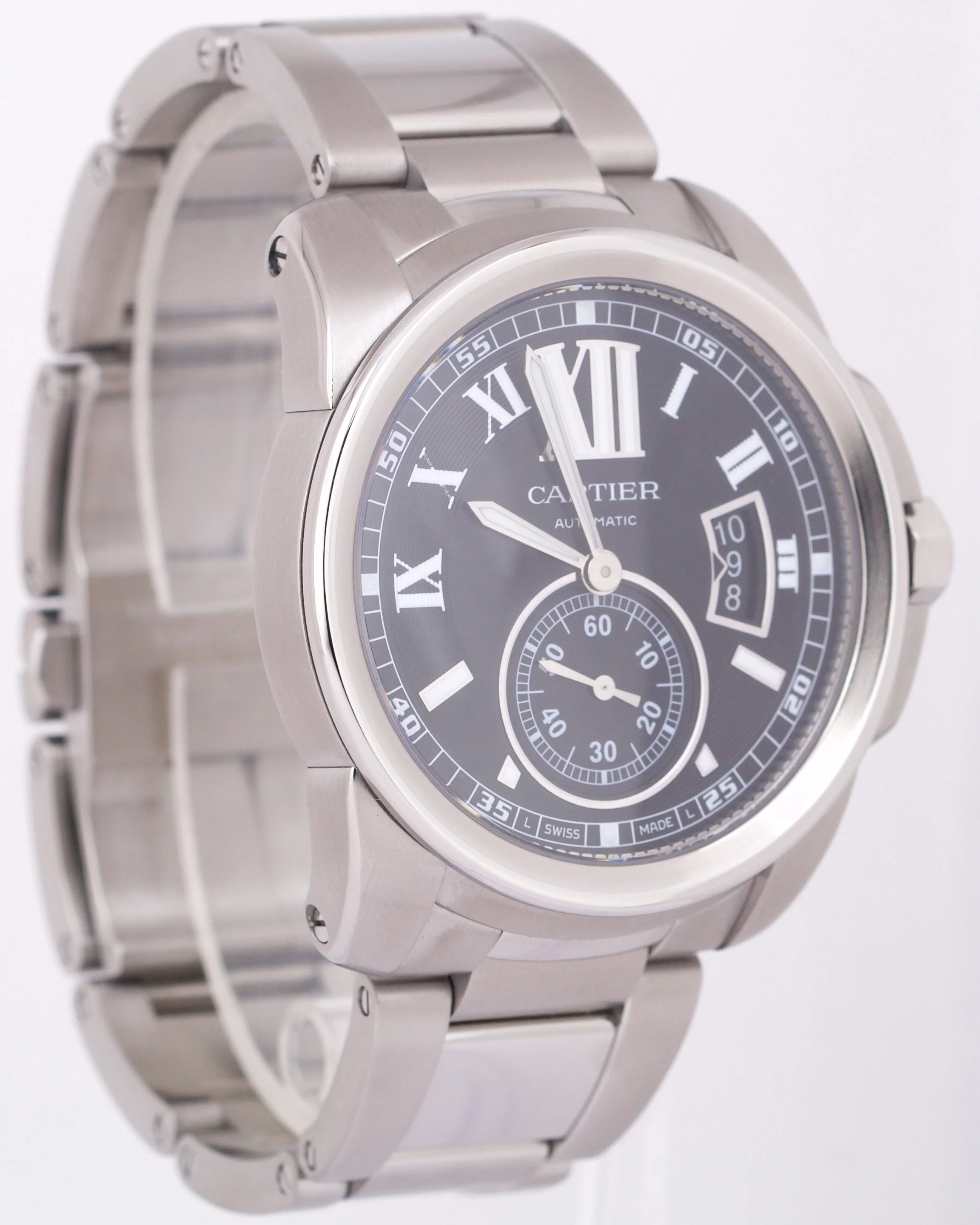 Men's Cartier Calibre Black Roman 42mm Stainless Date Watch 3389 / W7100016 - Image 3