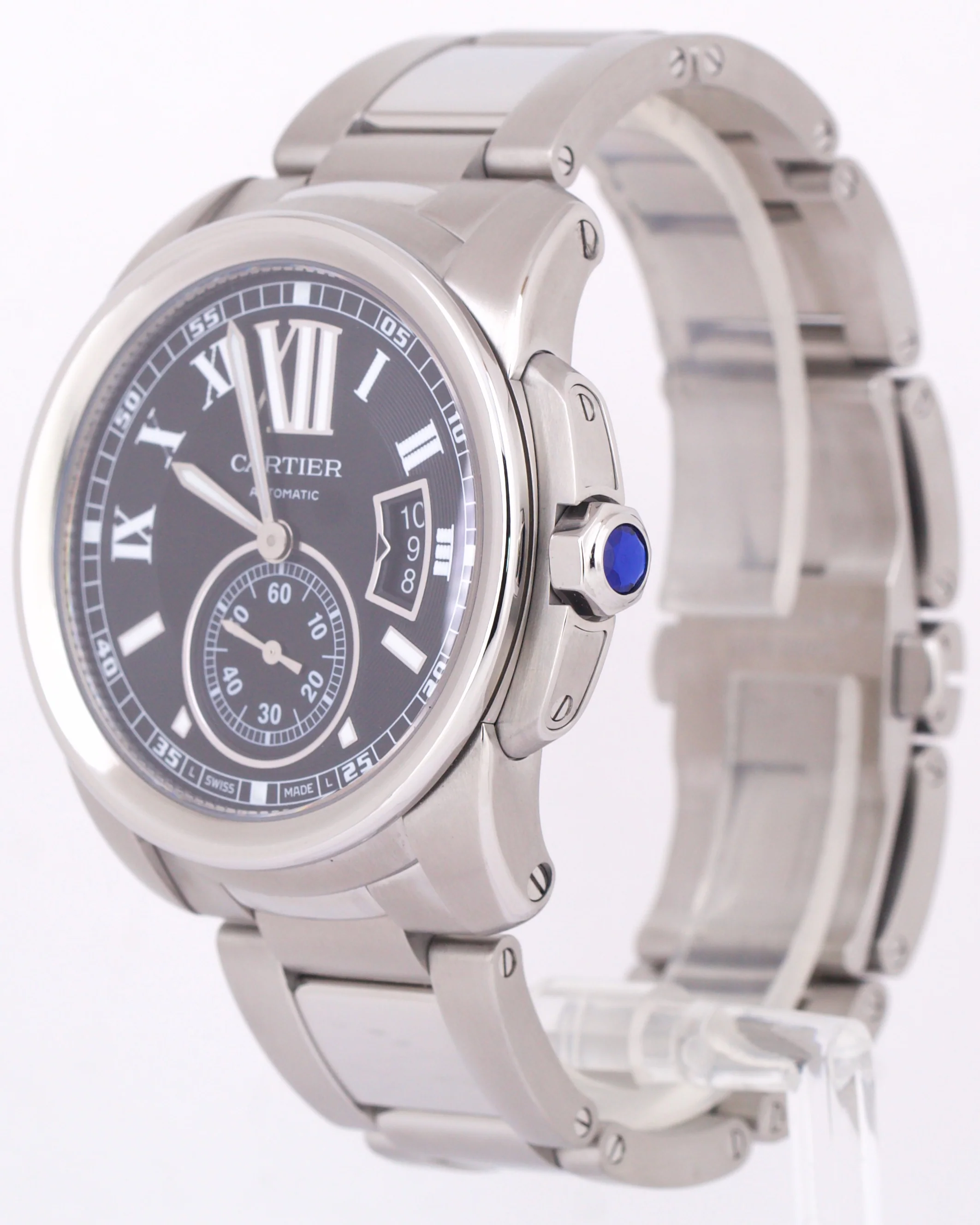 Men's Cartier Calibre Black Roman 42mm Stainless Date Watch 3389 / W7100016 - Image 4