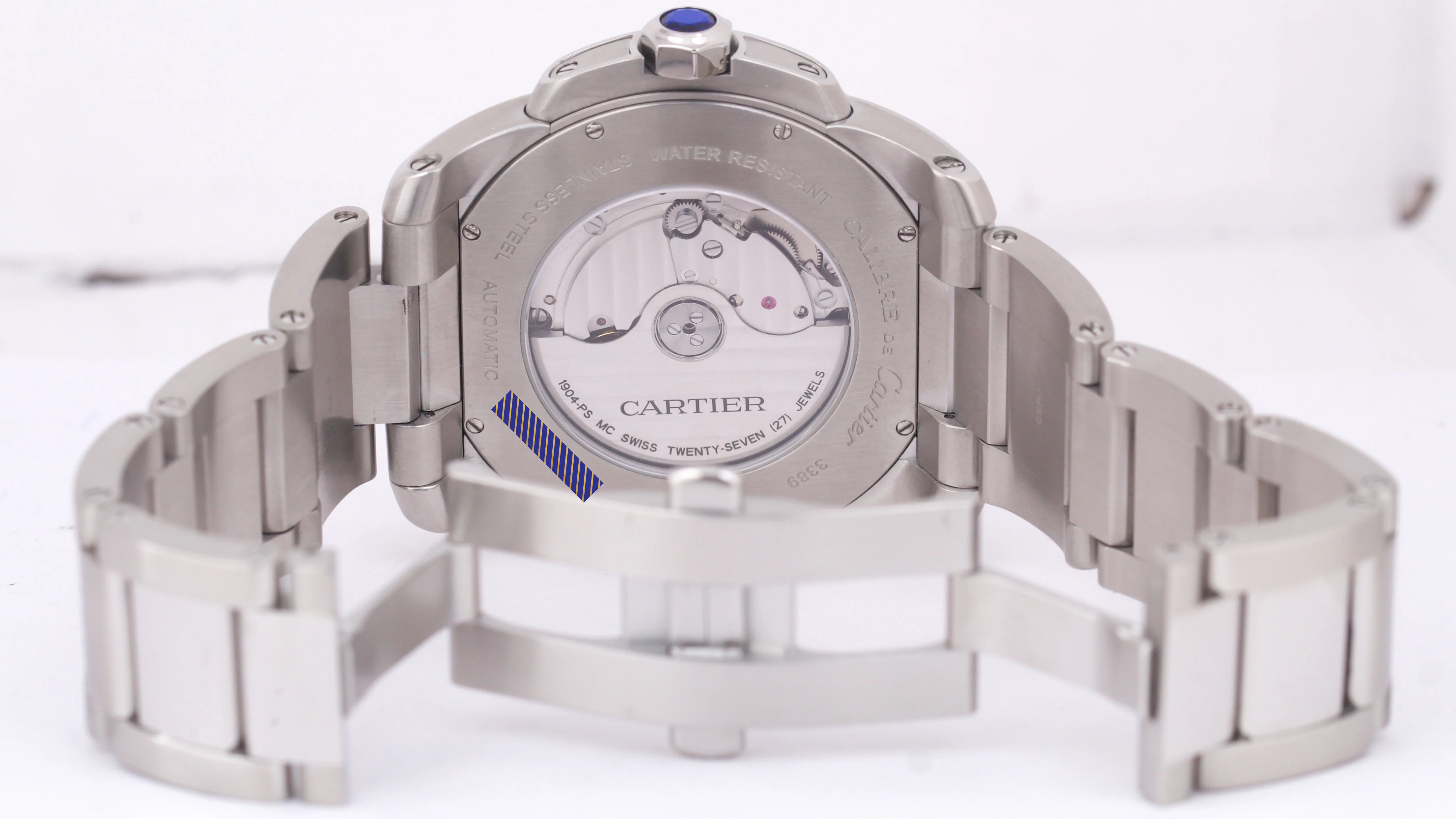 Men's Cartier Calibre Black Roman 42mm Stainless Date Watch 3389 / W7100016 - Image 8