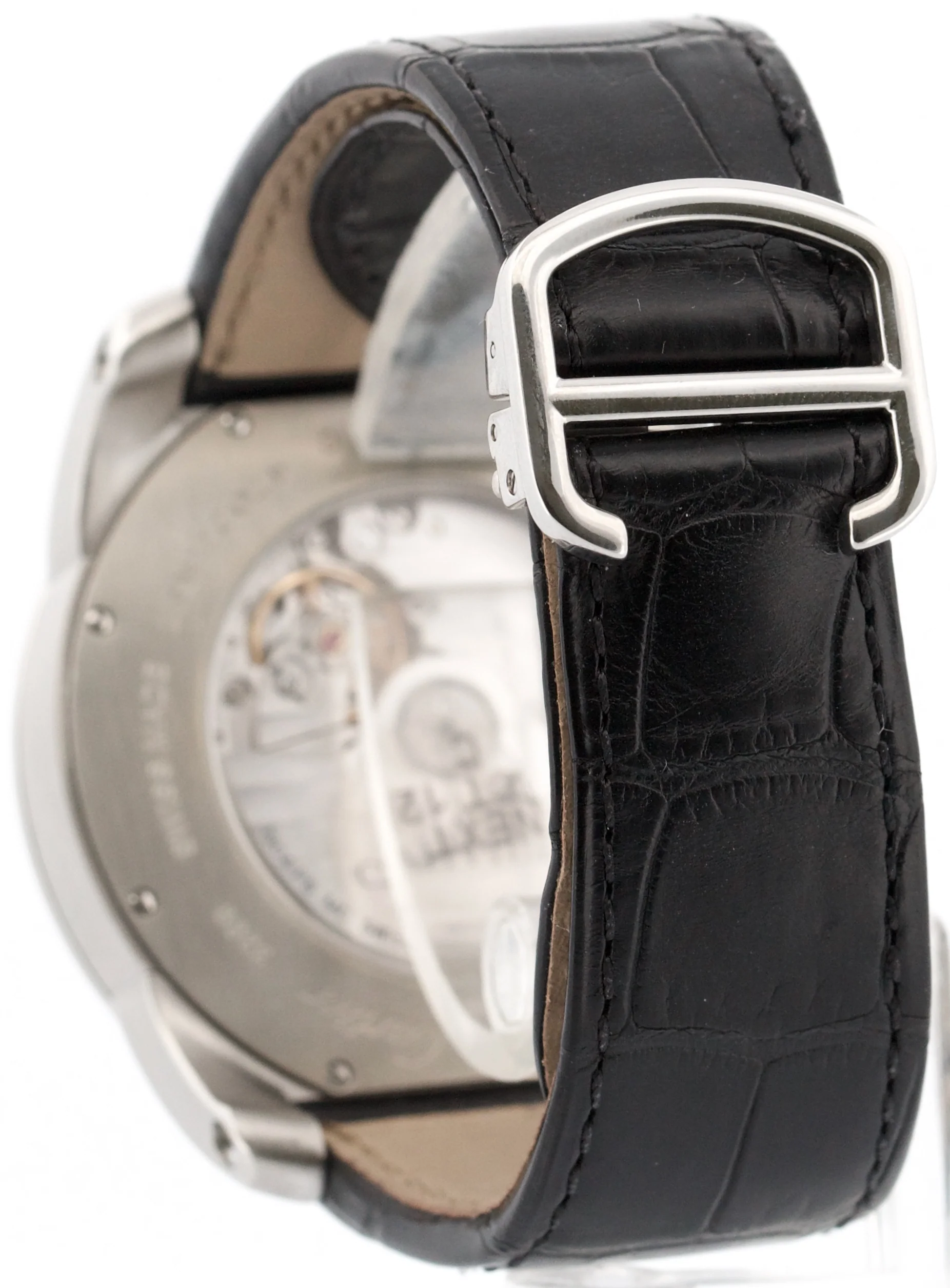 Men's Cartier Calibre SILVER ROMAN 42mm Steel Leather Date Watch 3389 / W7100037 - Image 5