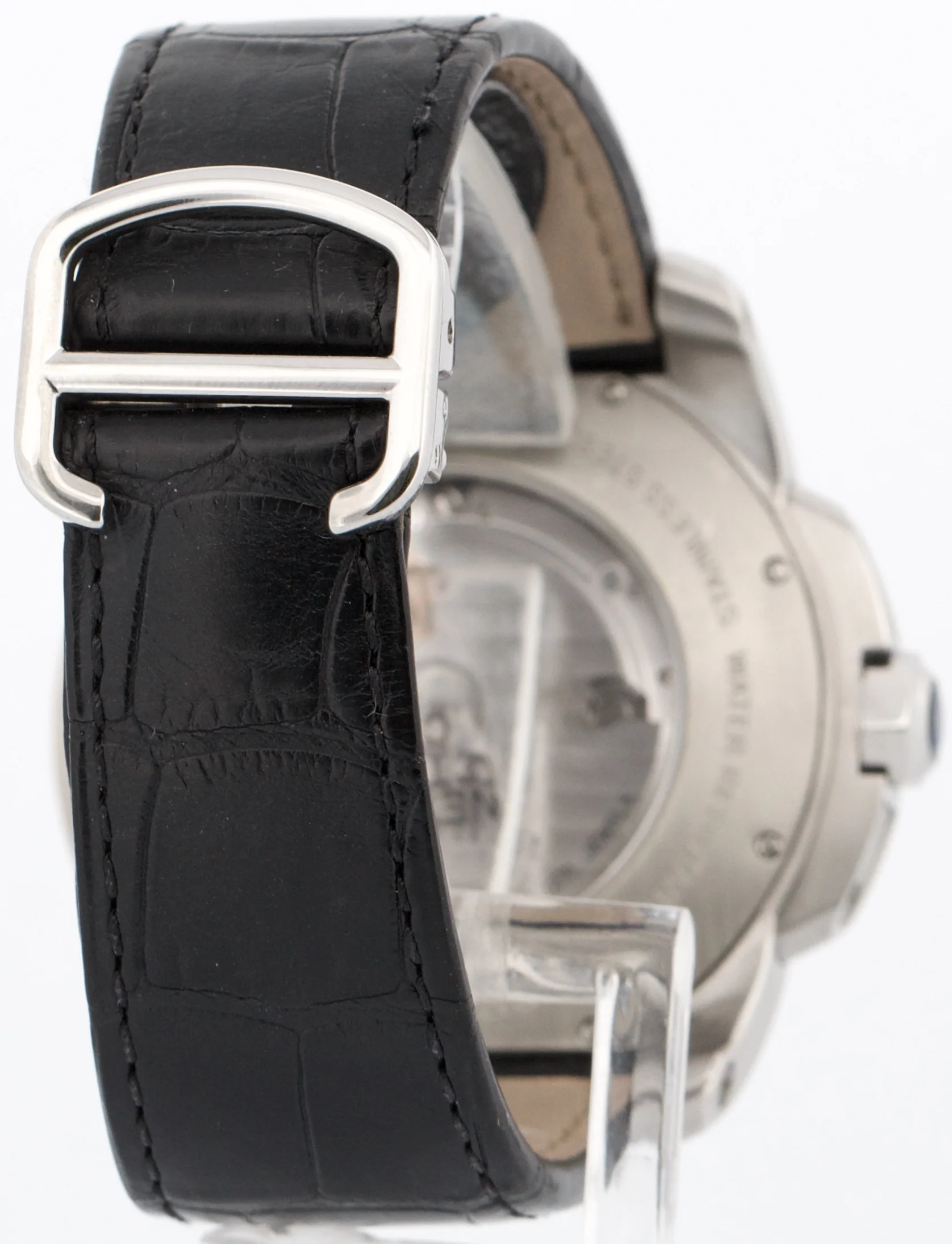 Men's Cartier Calibre SILVER ROMAN 42mm Steel Leather Date Watch 3389 / W7100037 - Image 6