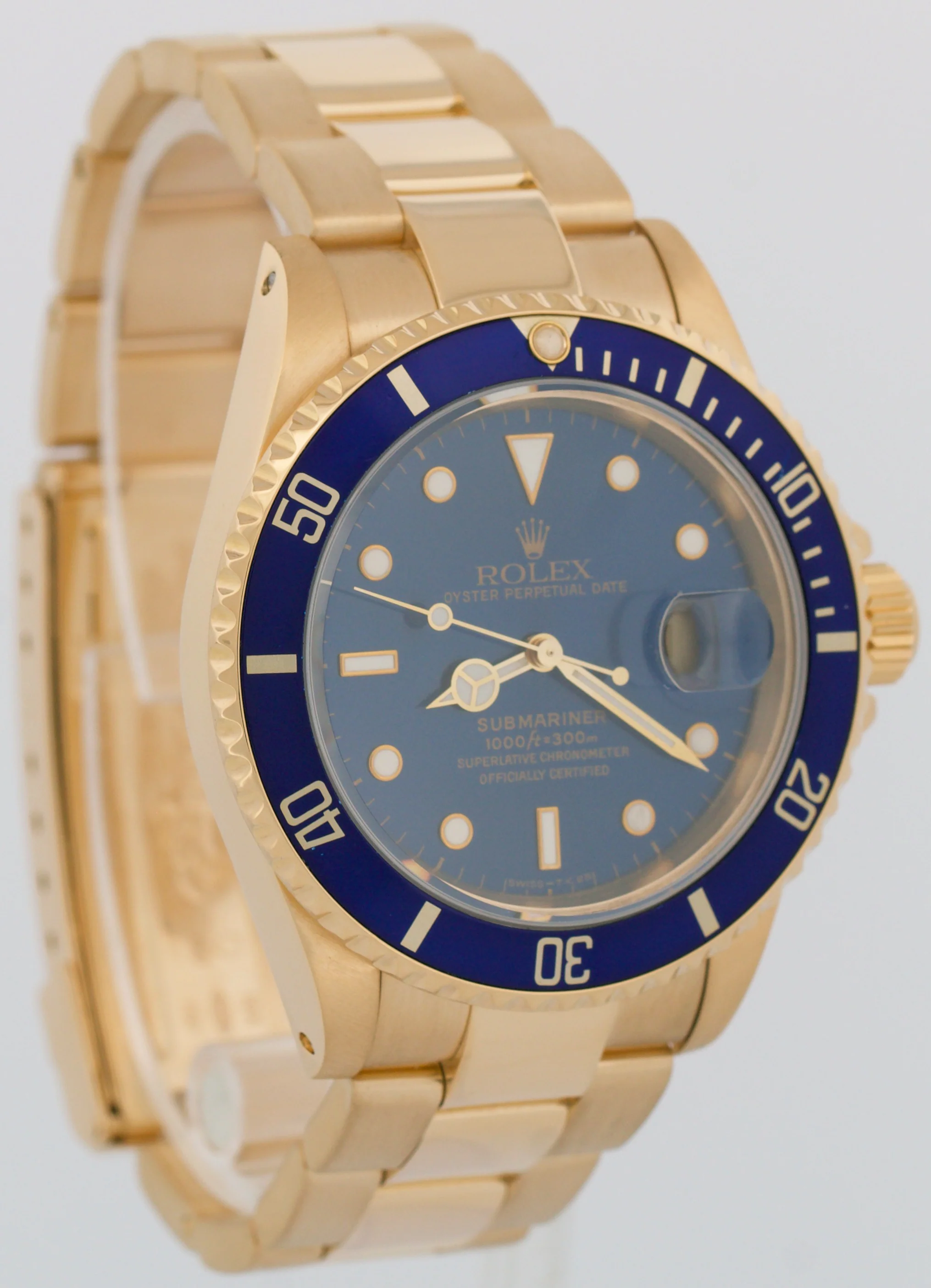 MINT 1993 Rolex Submariner Date BLUE 18K Yellow Gold 40mm Watch 16618 Watch - Image 4