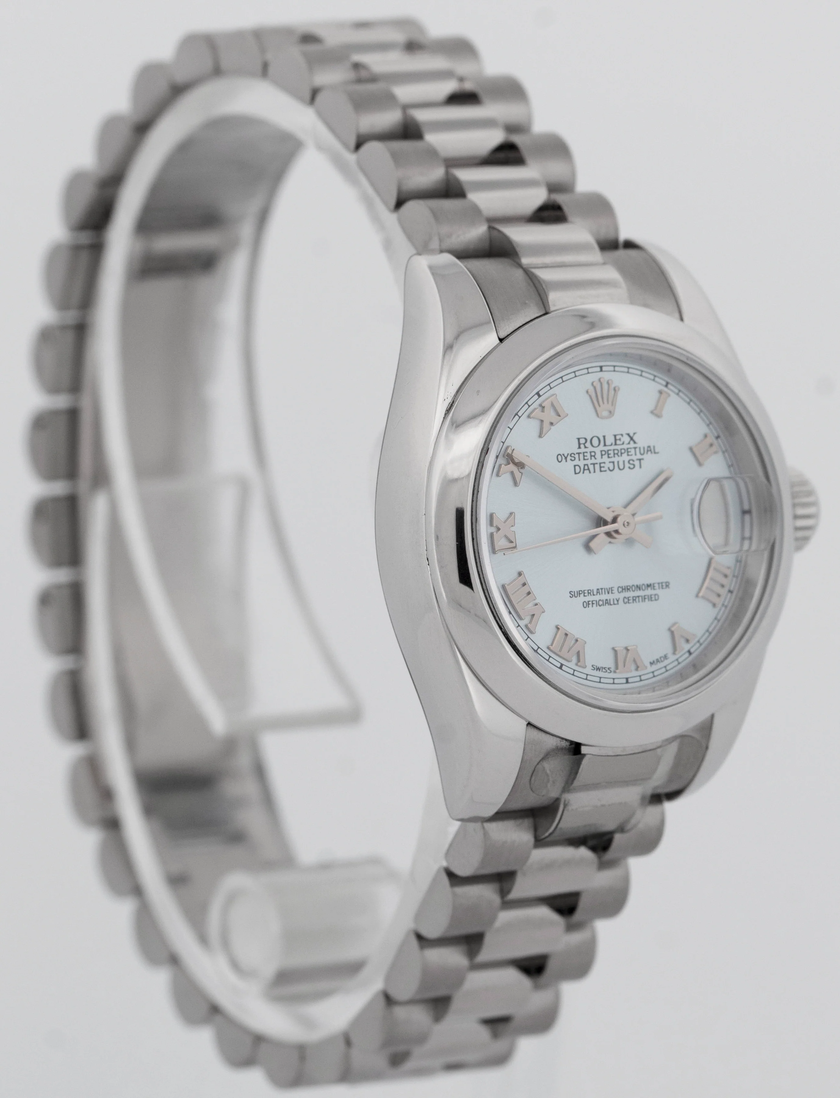 MINT 2014 PAPERS Rolex DateJust 26 Presidential Glacier Blue Platinum 179166 BOX - Image 3