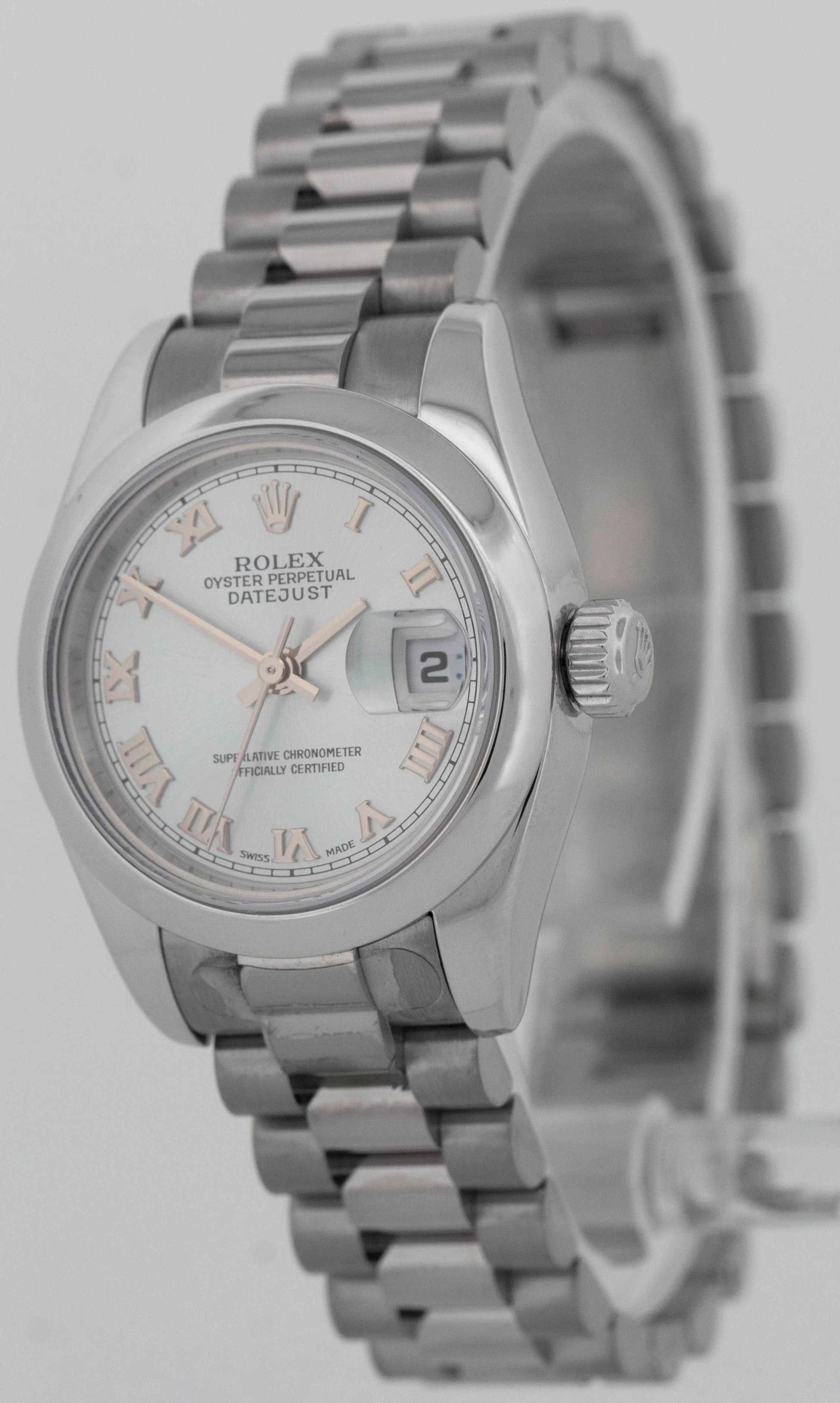 MINT 2014 PAPERS Rolex DateJust 26 Presidential Glacier Blue Platinum 179166 BOX - Image 4