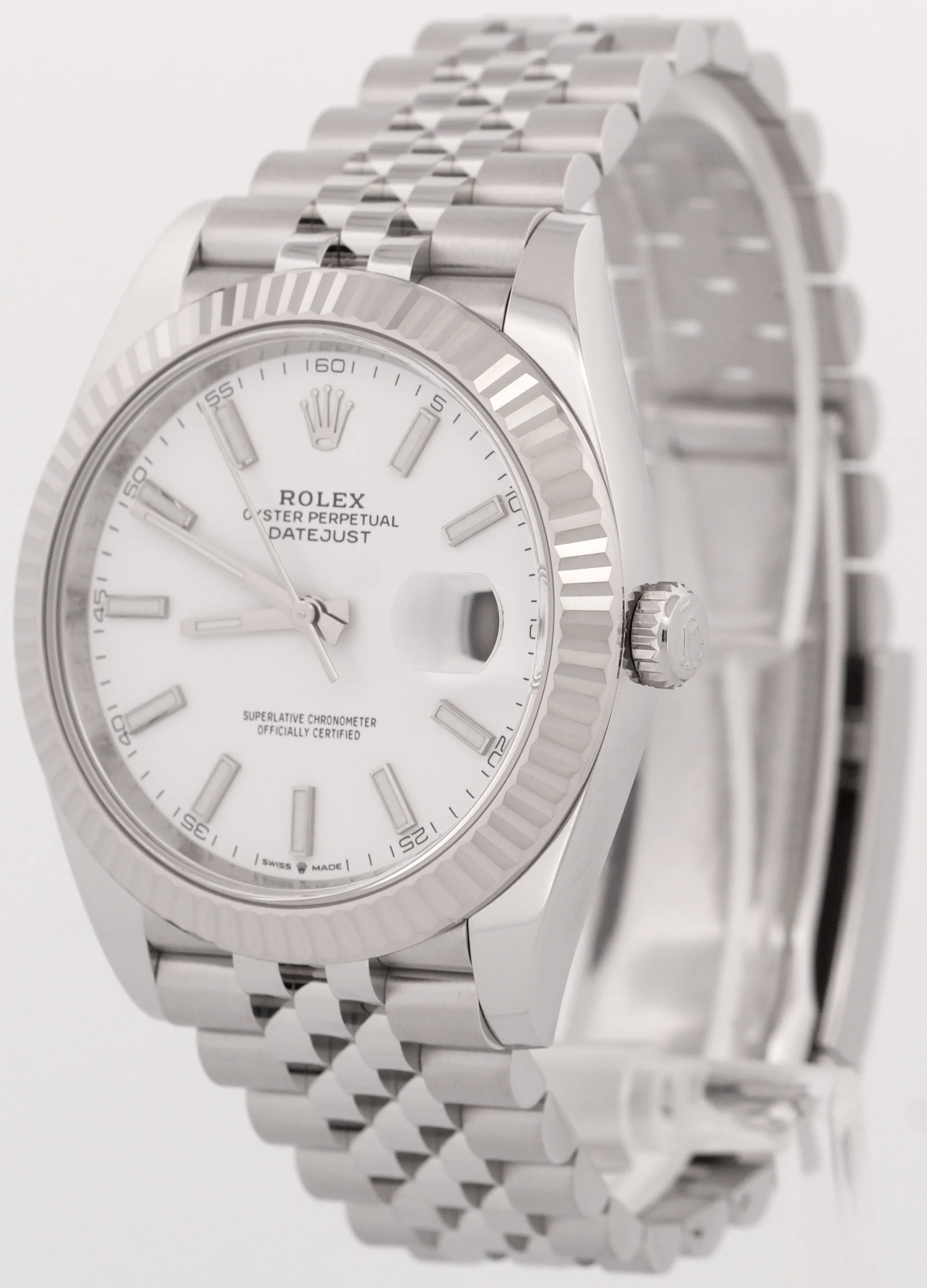 MINT 2022 PAPERS Rolex DateJust 41 WHITE 18K Fluted JUBILEE 41mm 126334 BOX - Image 3