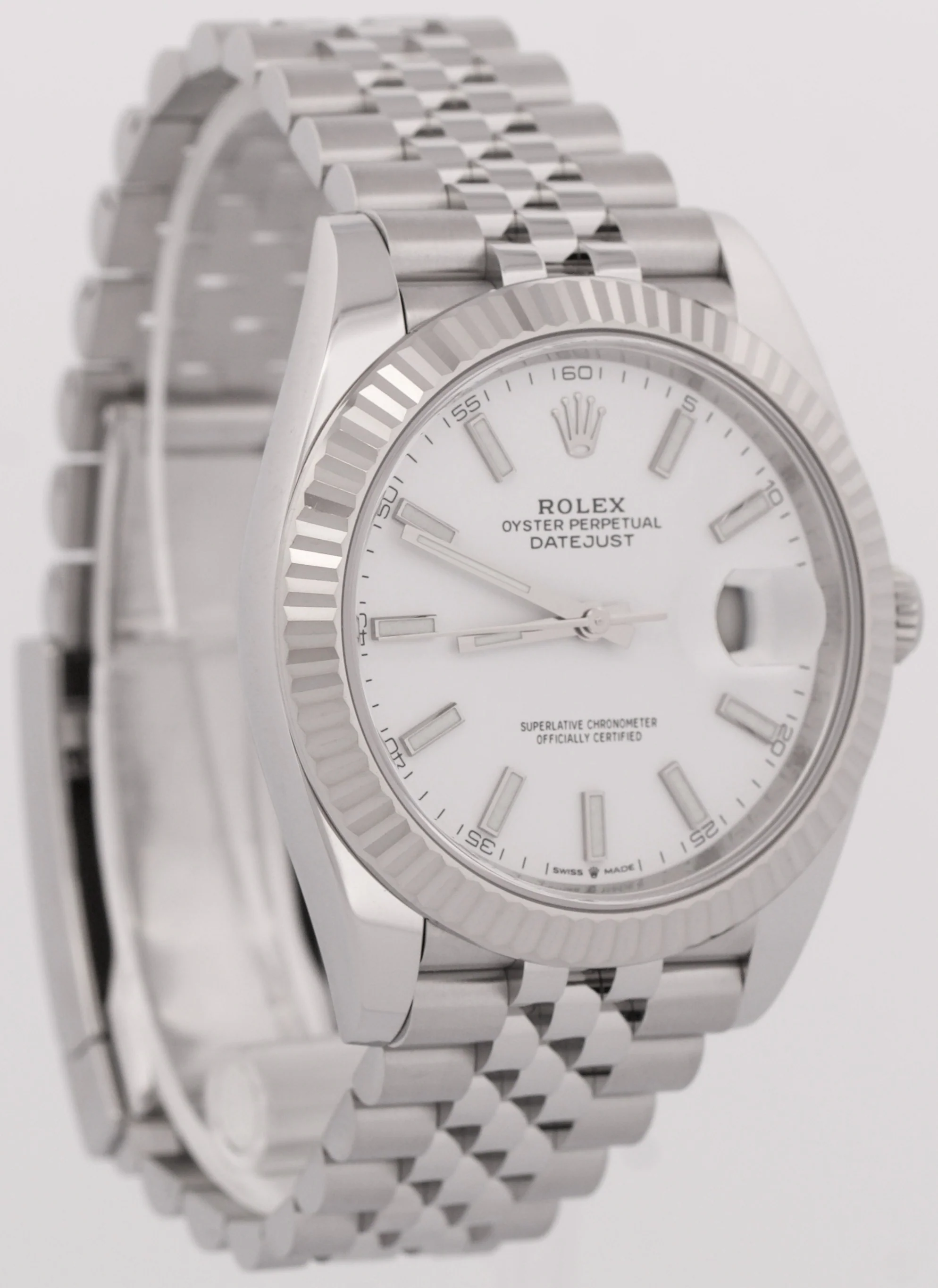 MINT 2022 PAPERS Rolex DateJust 41 WHITE 18K Fluted JUBILEE 41mm 126334 BOX - Image 4