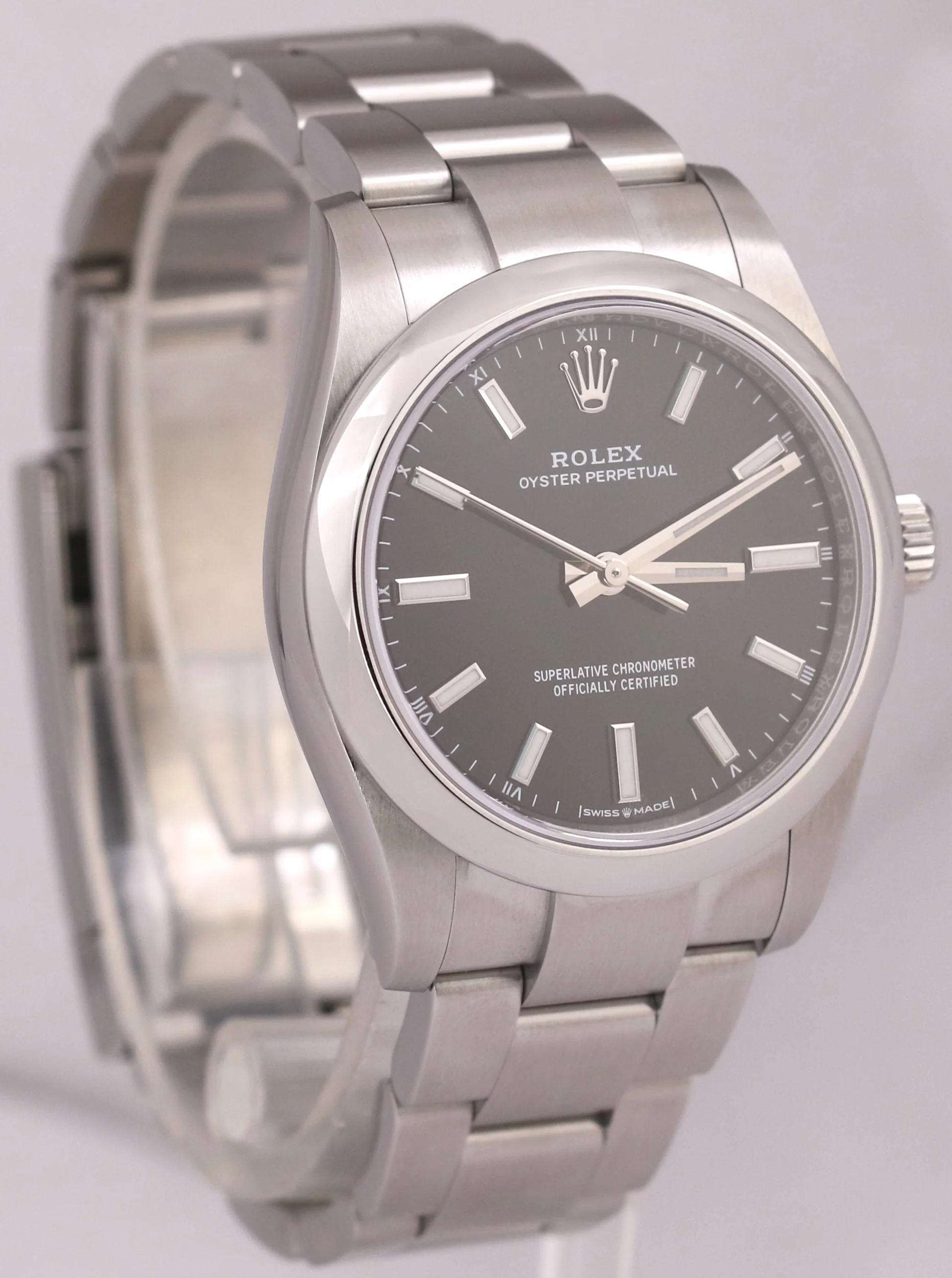 MINT 2022 PAPERS Rolex Oyster Perpetual BLACK Steel 34mm Oyster Watch 124200 BOX - Image 3