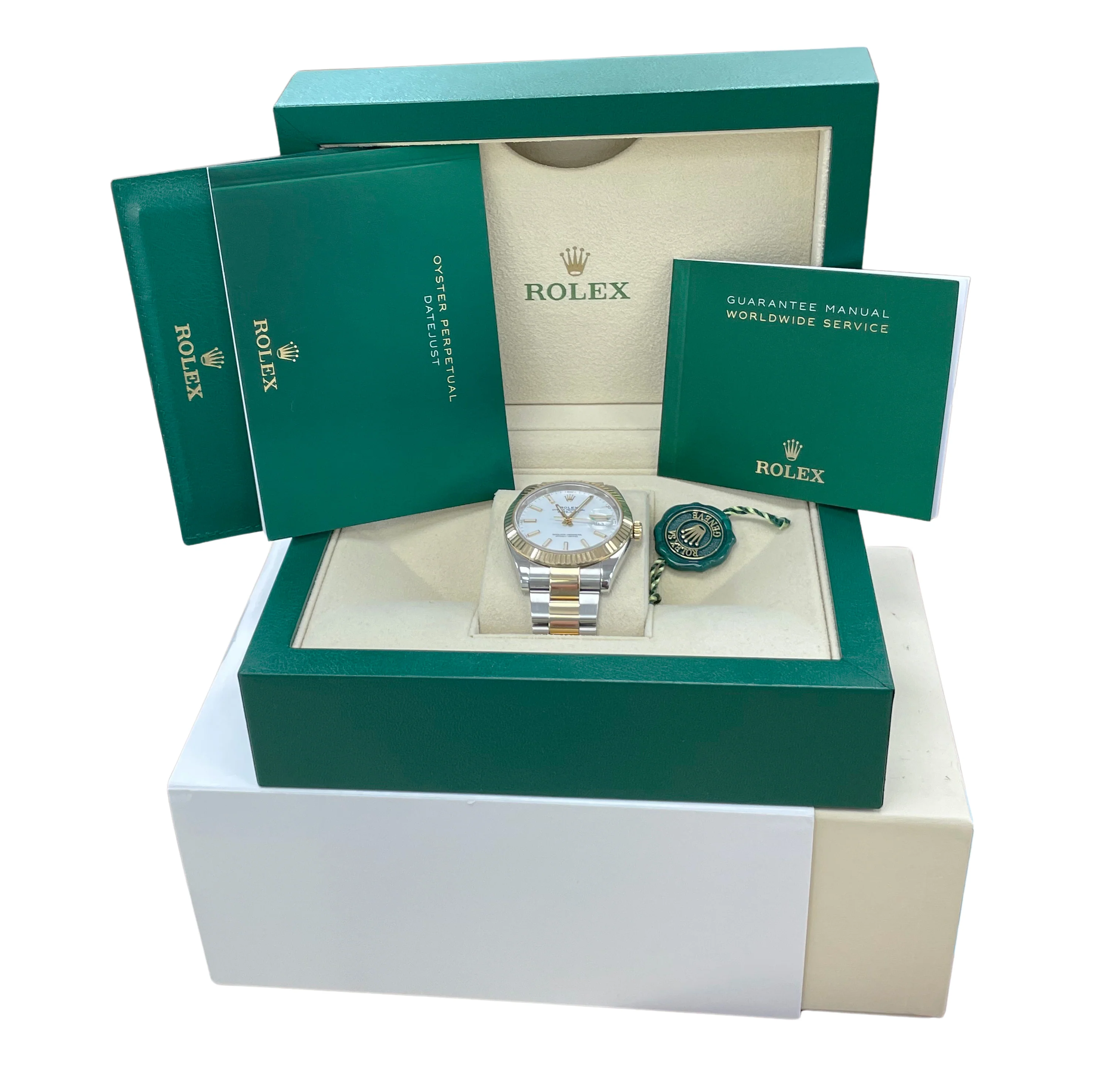 MINT 2022 Rolex DateJust White 126333 41mm 18K Gold Steel 41mm Oyster Watch BOX - Image 2