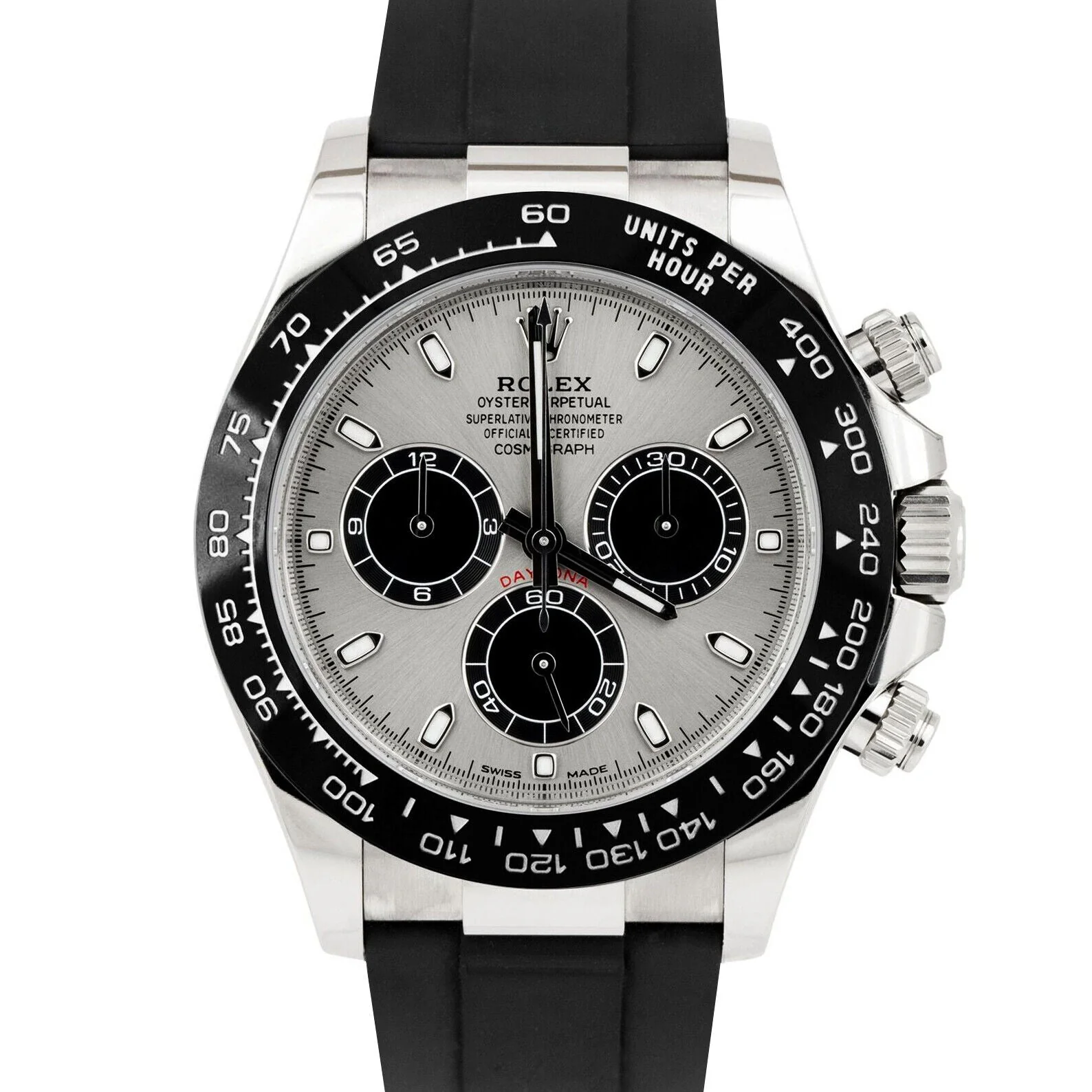 MINT 2022 Rolex Daytona 18K White Gold Ghost Silver Oysterflex Watch 116519 LN
