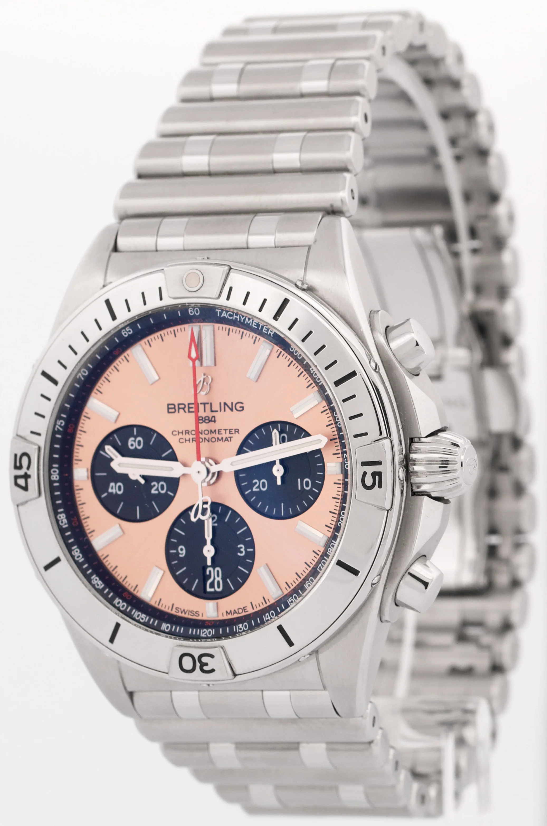 MINT 2023 PAPERS Breitling Chronomat B01 SALMON Stainless Steel 42mm AB0134 BOX - Image 3