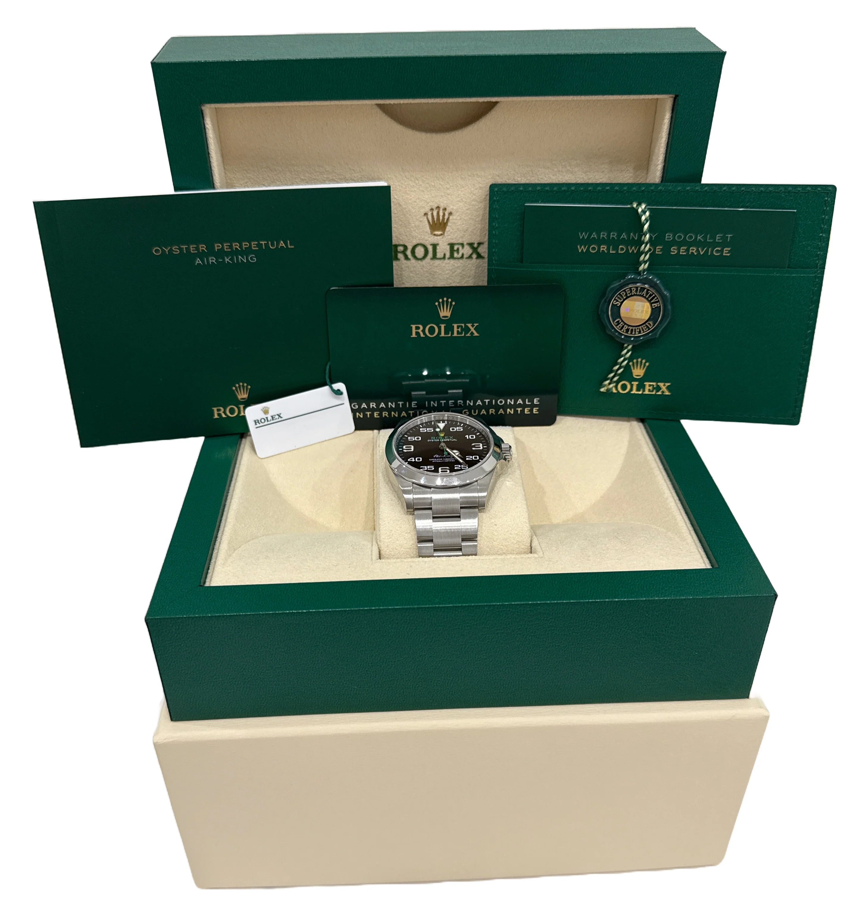 MINT 2023 PAPERS Rolex Air-King 40mm Green Black Stainless Watch 126900 BOX - Image 2