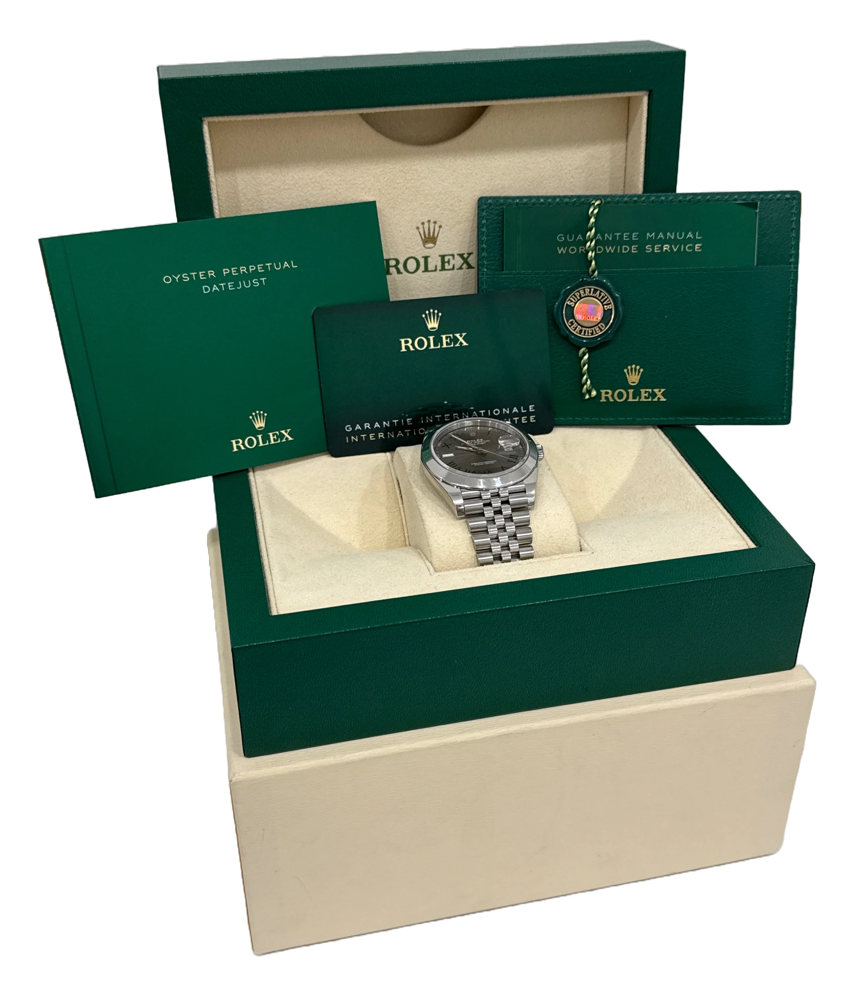 MINT 2023 PAPERS Rolex DateJust WIMBLEDON Rhodium Steel 41mm JUBILEE 126300 BOX - Image 2