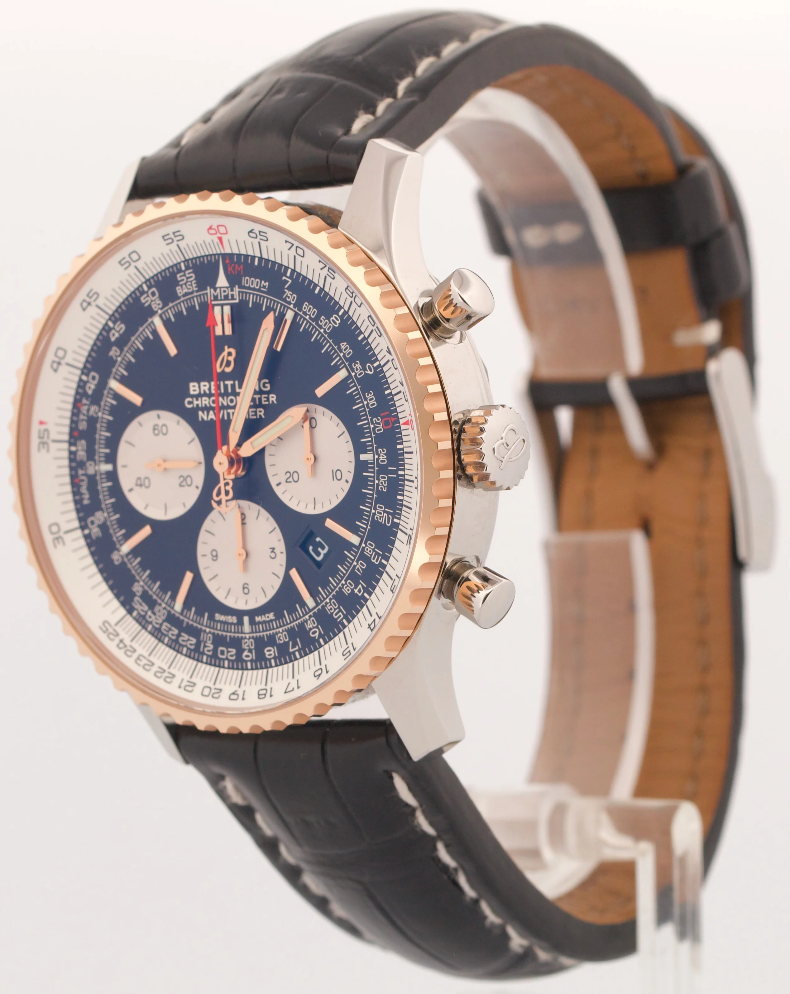 MINT 2024 PAPERS Breitling Navitimer Steel 18K Gold Leather 46mm UB0127 BOX - Image 3