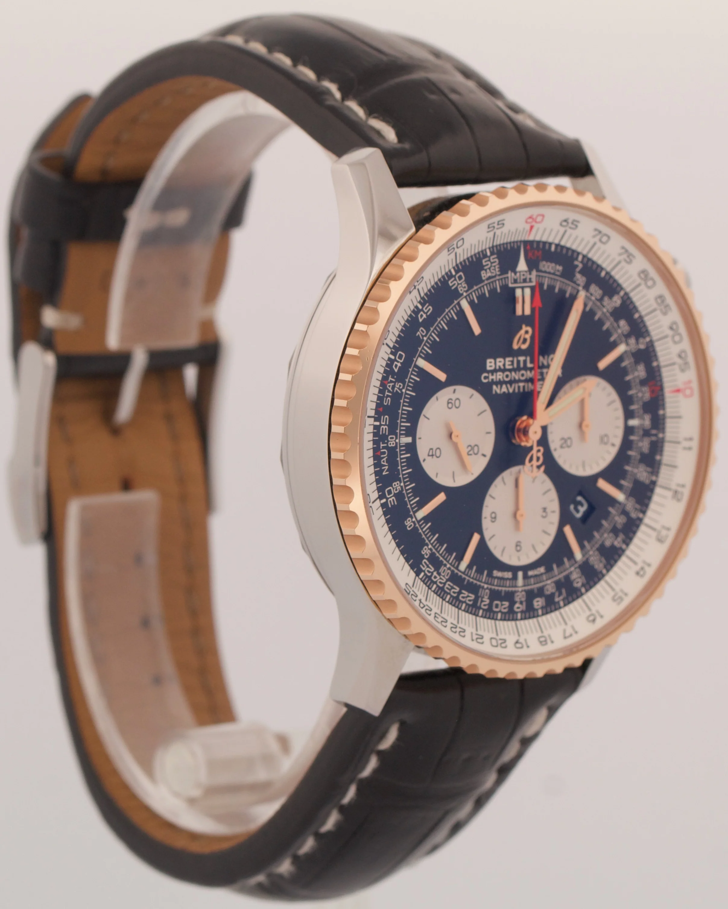MINT 2024 PAPERS Breitling Navitimer Steel 18K Gold Leather 46mm UB0127 BOX - Image 4