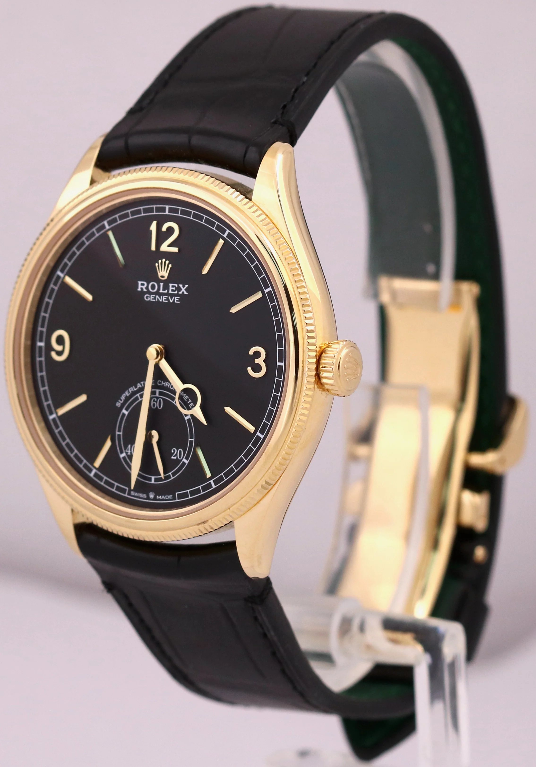MINT 2024 PAPERS Rolex 1908 BLACK 18K Yellow Gold 39mm Leather 52508 Watch BOX - Image 3