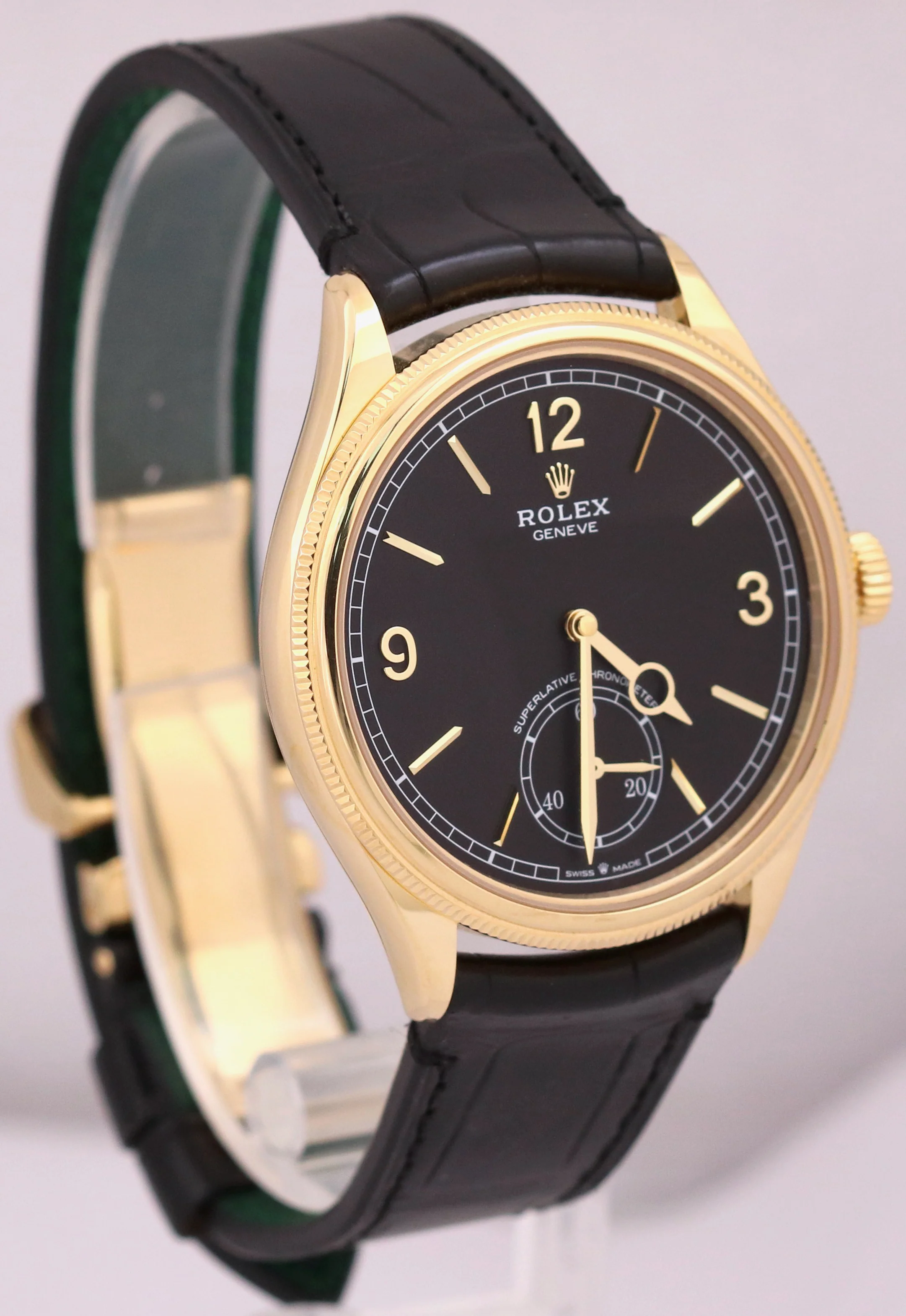 MINT 2024 PAPERS Rolex 1908 BLACK 18K Yellow Gold 39mm Leather 52508 Watch BOX - Image 4