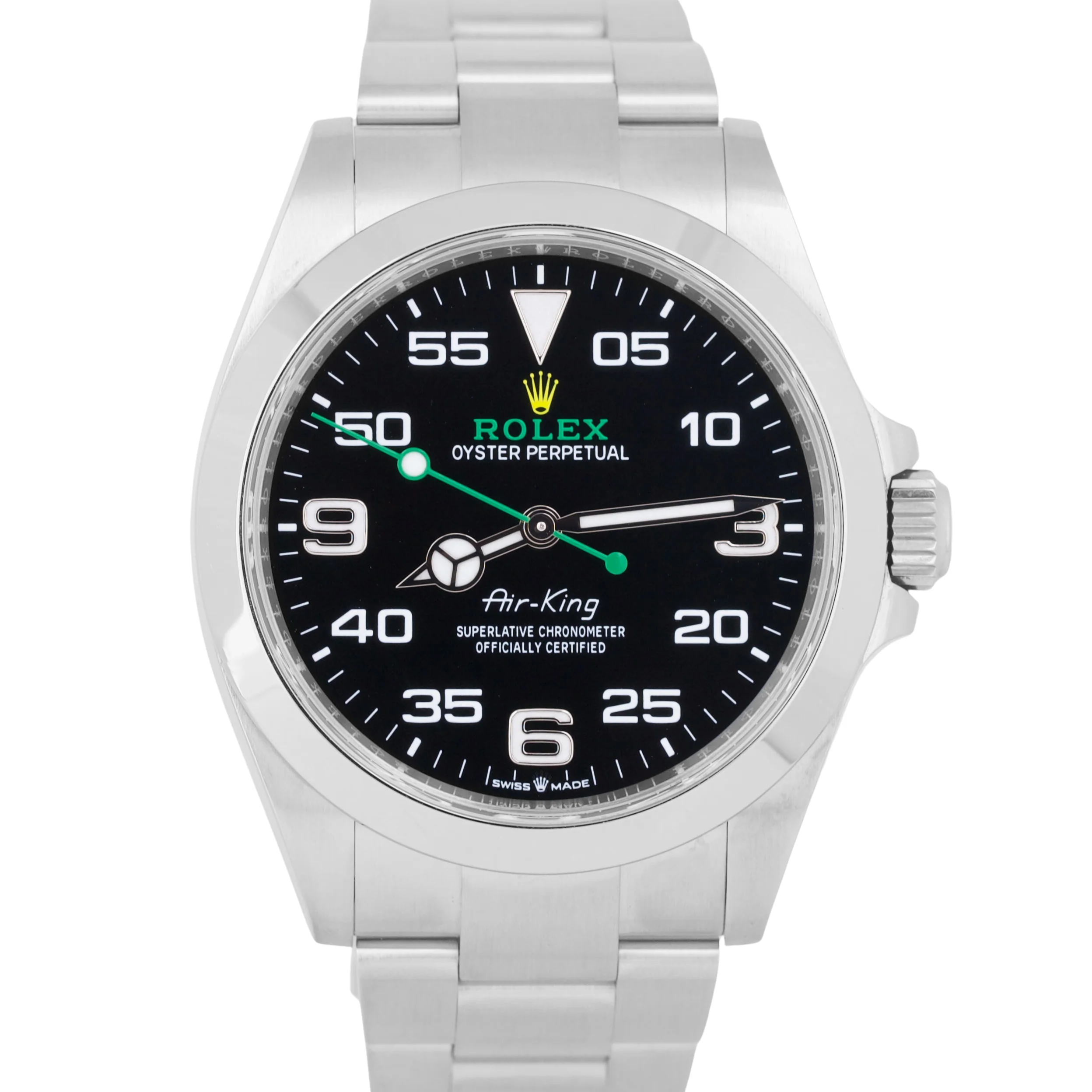 MINT 2023 PAPERS Rolex Air-King 40mm Green Black Stainless Watch 126900 BOX