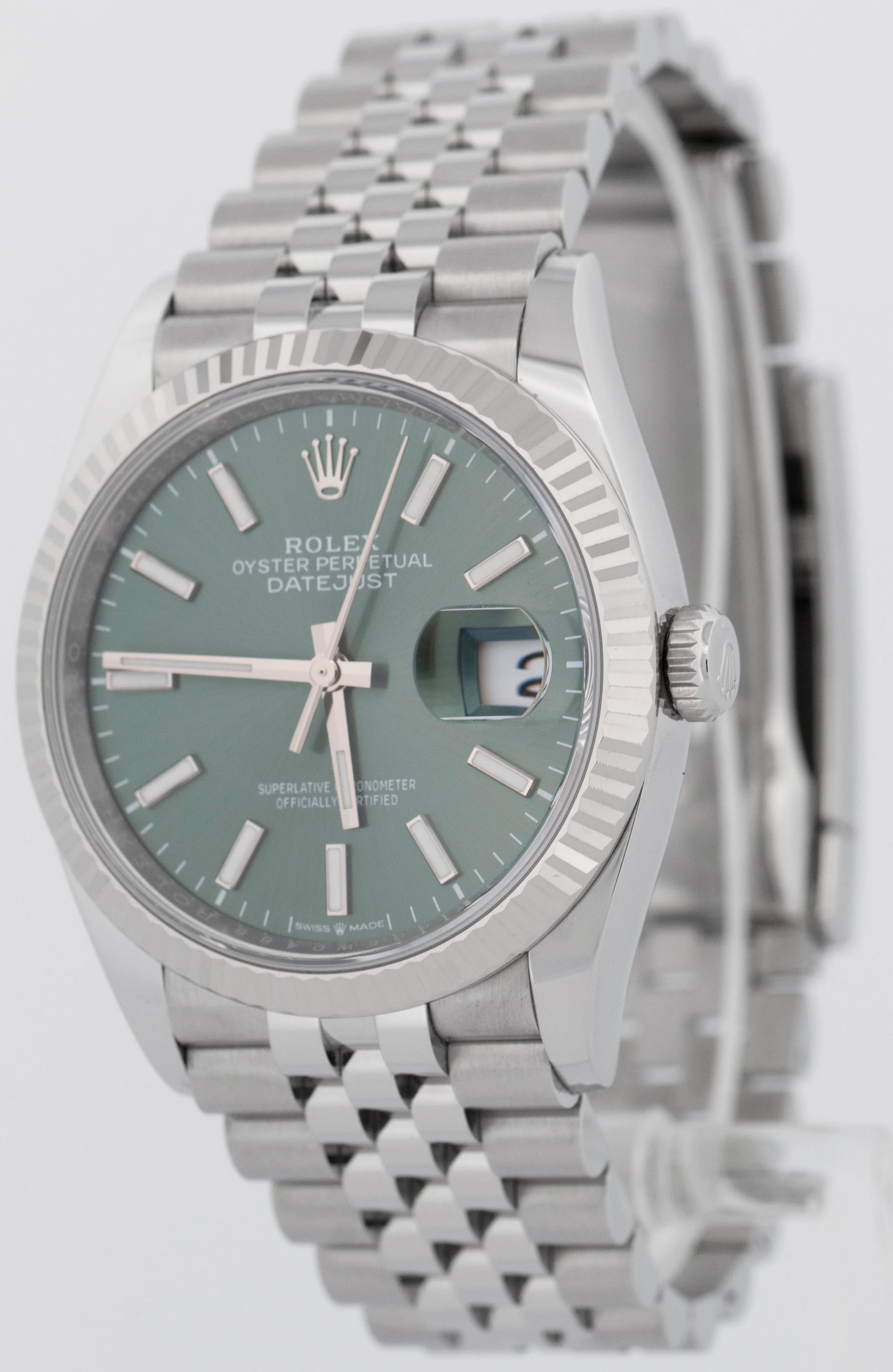 MINT 2024 Rolex DateJust 36 MINT GREEN Stainless Steel Jubilee 18K 126234 Watch - Image 4