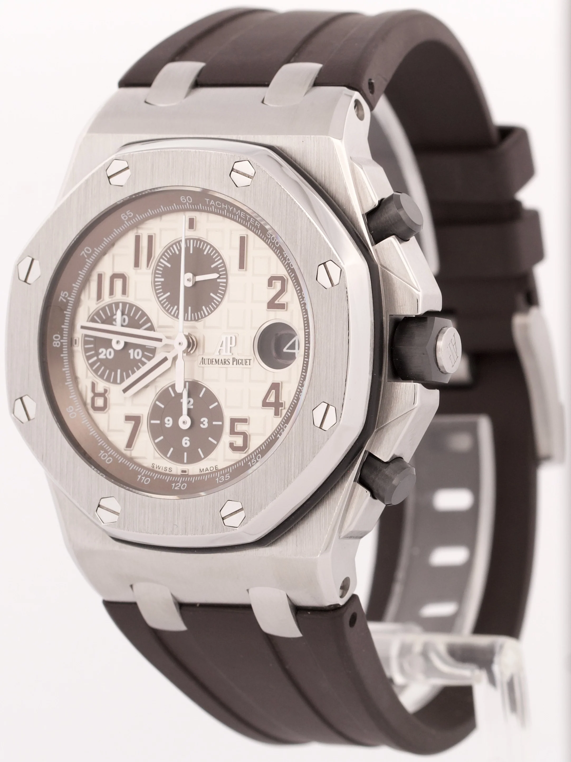 MINT Audemars Piguet Royal Oak Offshore SAFARI Brown Rubber Steel 42mm 26470ST - Image 3