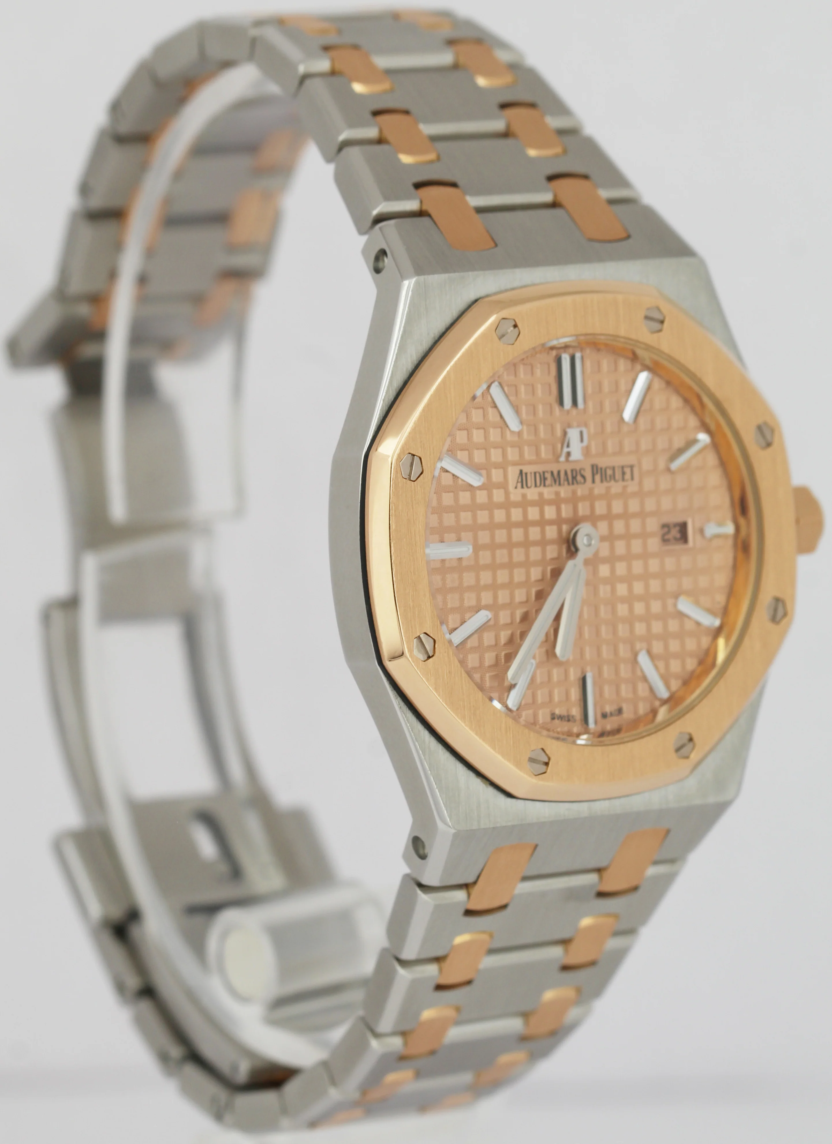 MINT Audemars Piguet Royal Oak Pink Dial 18K Rose Gold Steel 33mm Watch 67650SR - Image 3