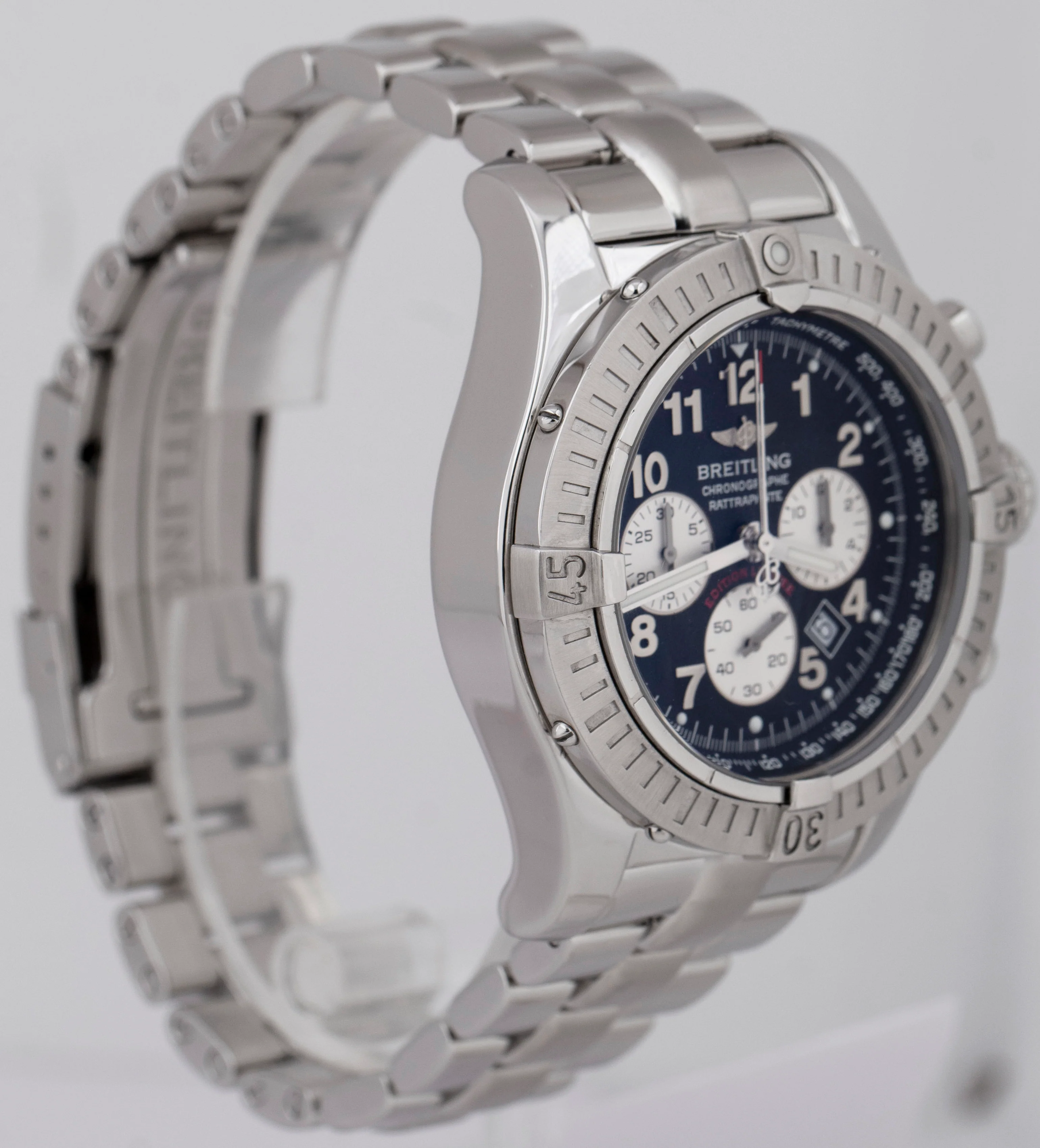 MINT Breitling Avenger 69 Rattrapante 44mm Steel Black Quartz Watch A69360 BOX - Image 4