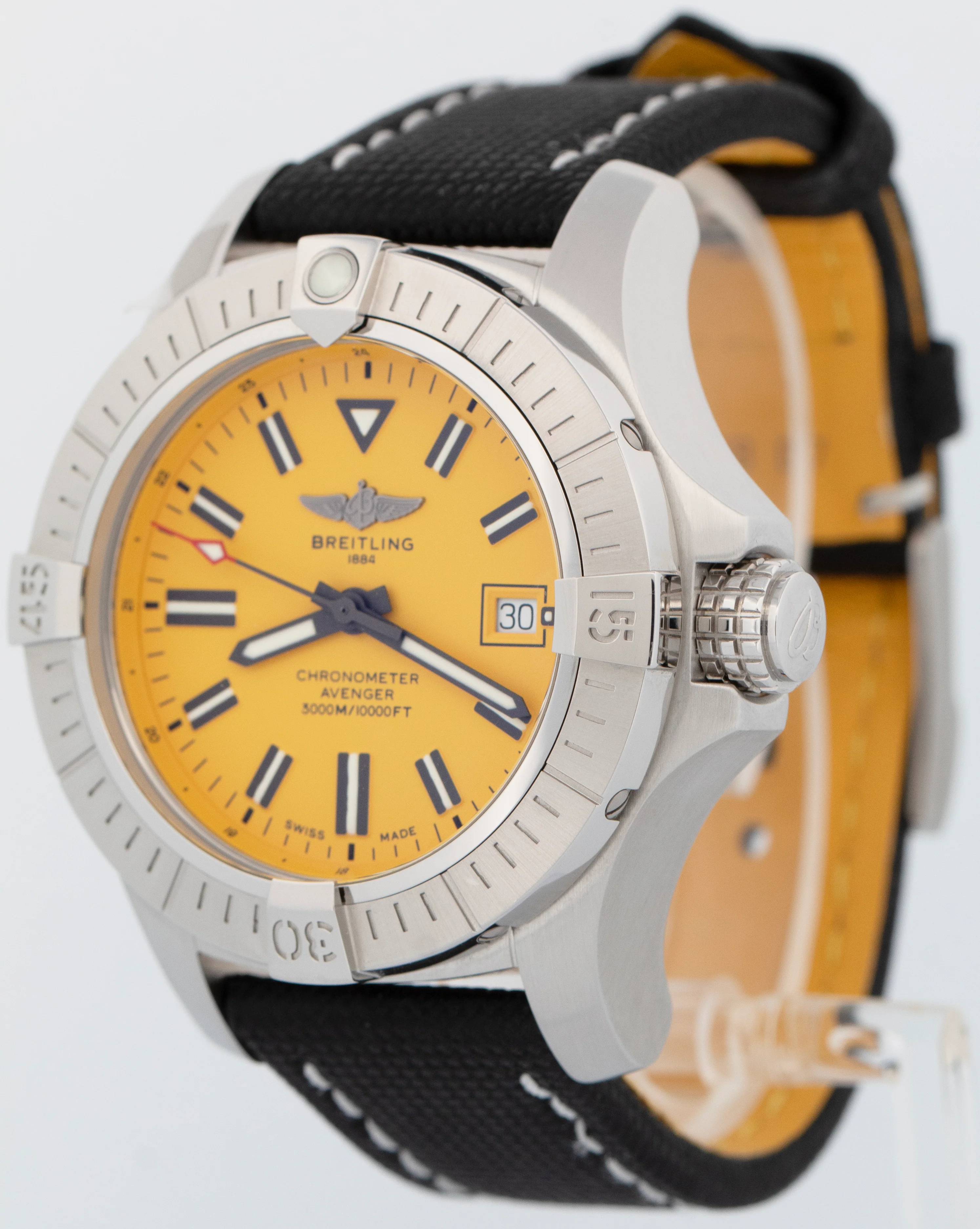 MINT Breitling Avenger Chronograph 45mm Yellow Stainless Automatic A17319 BOX - Image 3