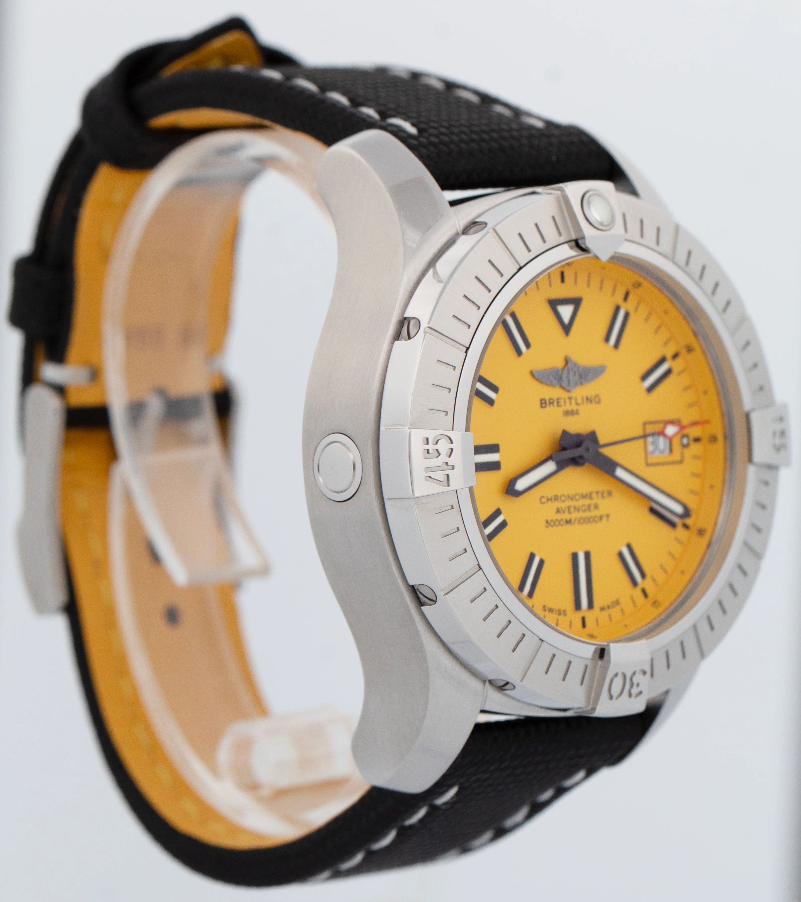 MINT Breitling Avenger Chronograph 45mm Yellow Stainless Automatic A17319 BOX - Image 4