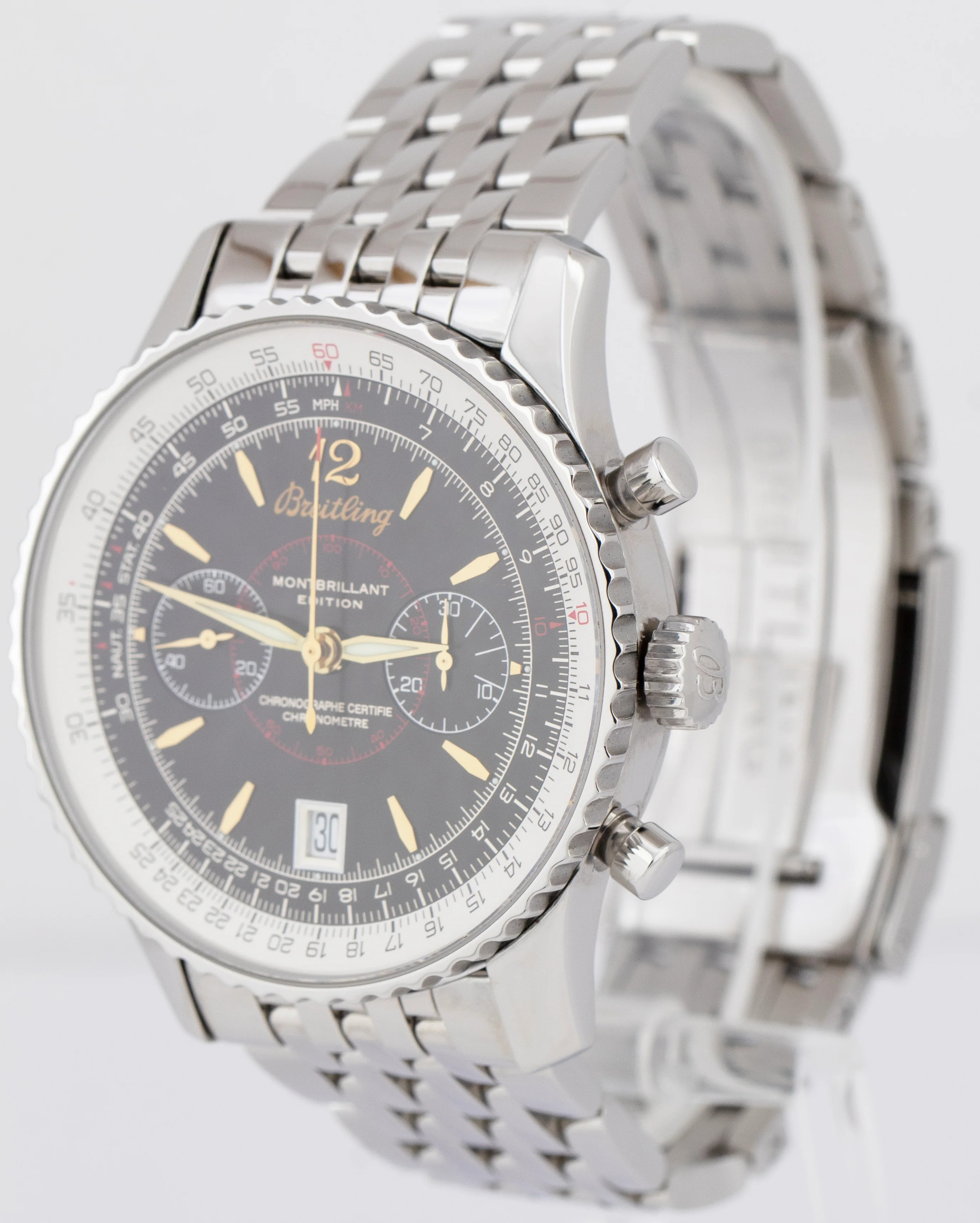 MINT Breitling Navitimer Montbrillant Chronograph Black 43mm Steel Watch A48330 - Image 2