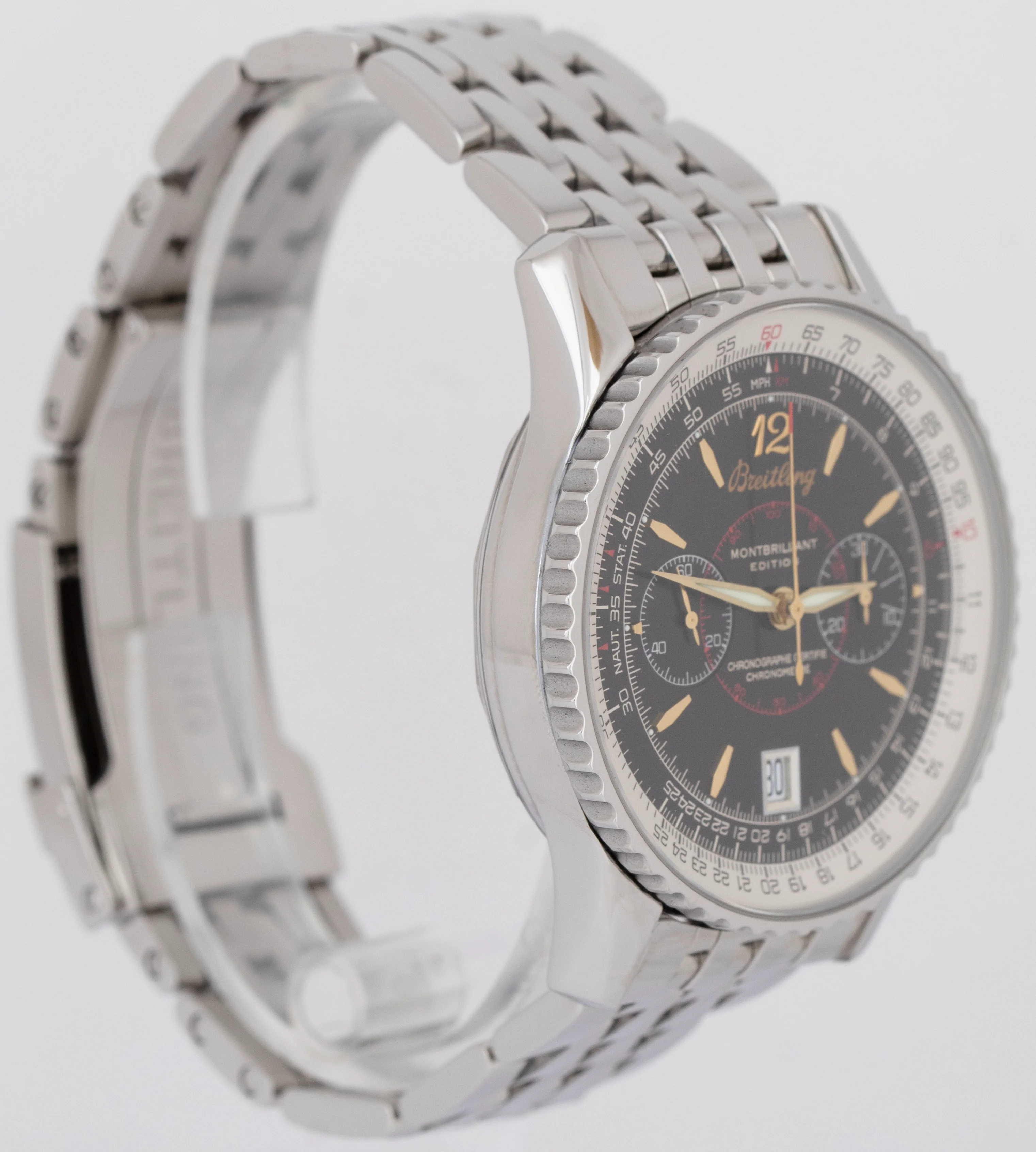 MINT Breitling Navitimer Montbrillant Chronograph Black 43mm Steel Watch A48330 - Image 3