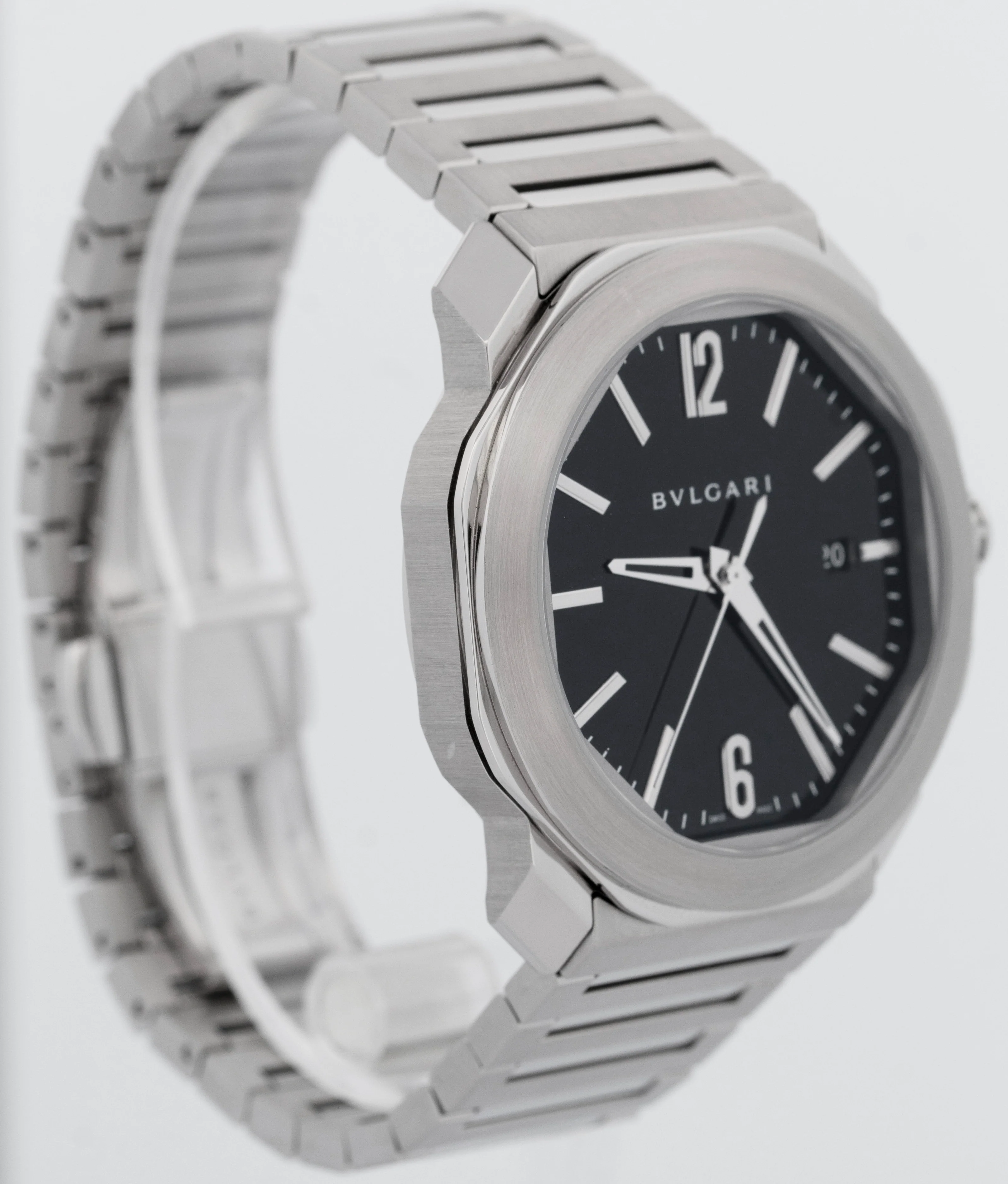 MINT Bvlgari Octo BLACK Stainless Steel Bulgari Automatic 41mm Watch OC41S BOX - Image 4
