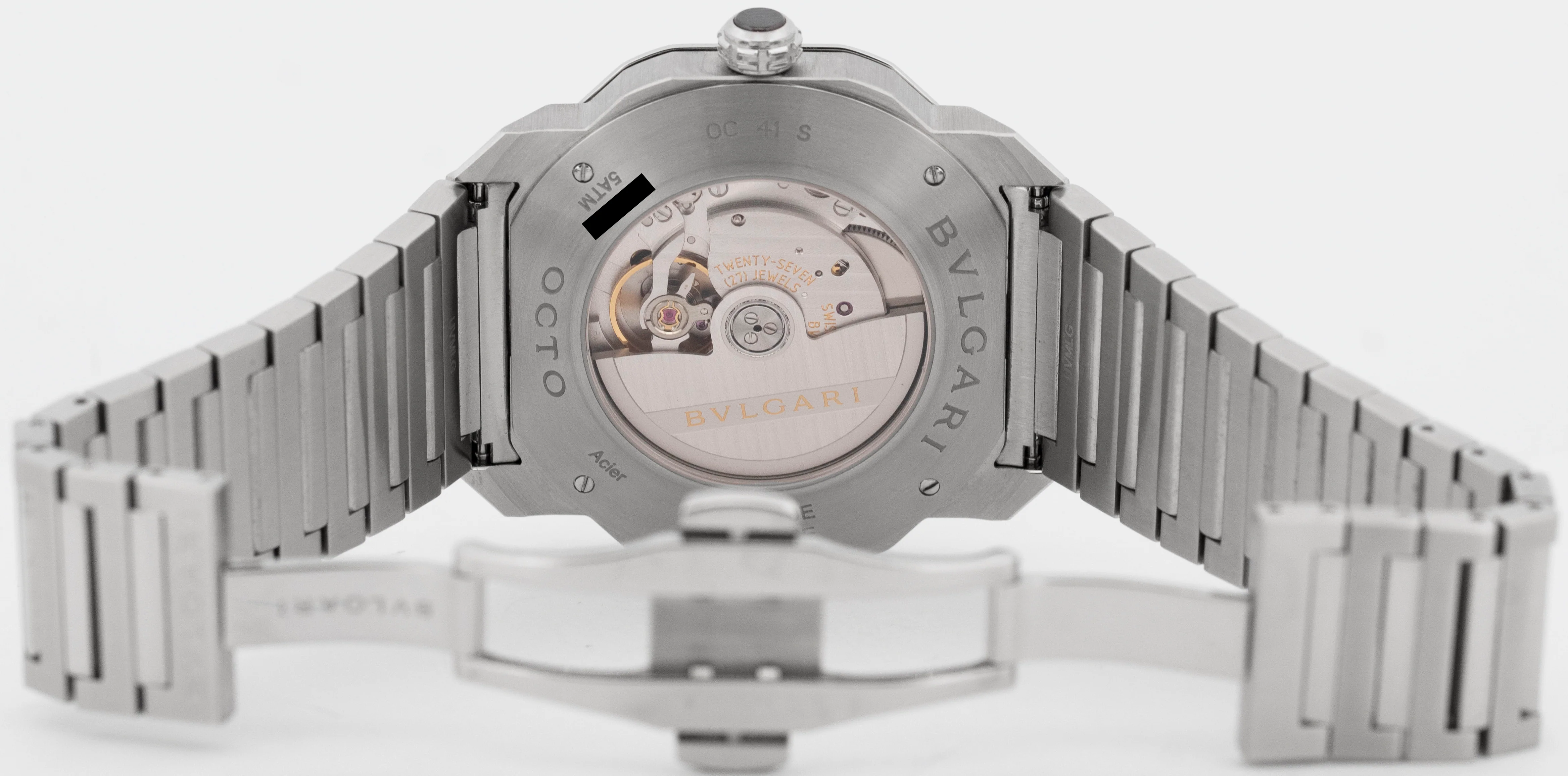 MINT Bvlgari Octo BLACK Stainless Steel Bulgari Automatic 41mm Watch OC41S BOX - Image 8