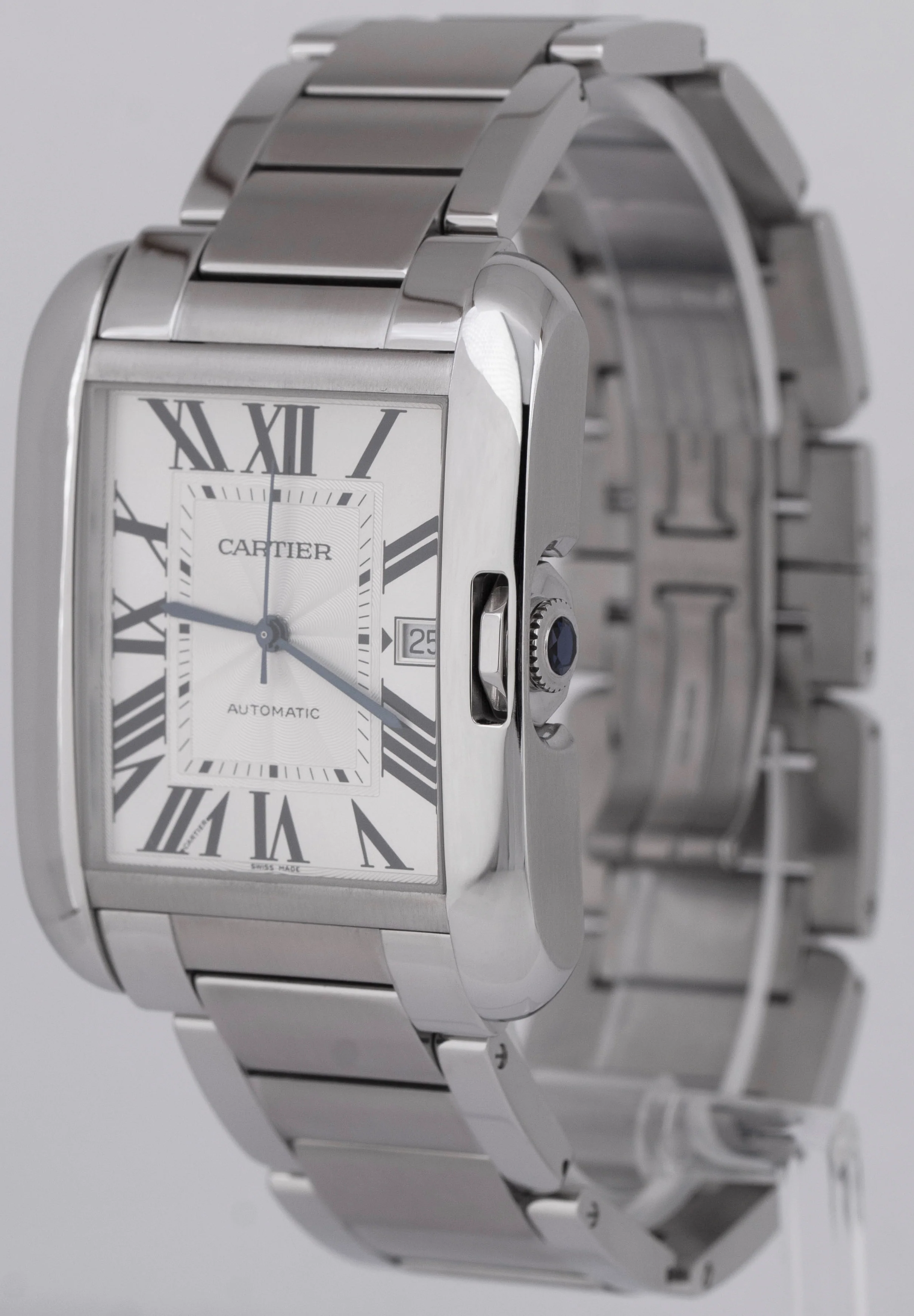 MINT Cartier Tank Anglaise XL Silver Steel 37mm Automatic Watch 3507 W520394 - Image 3