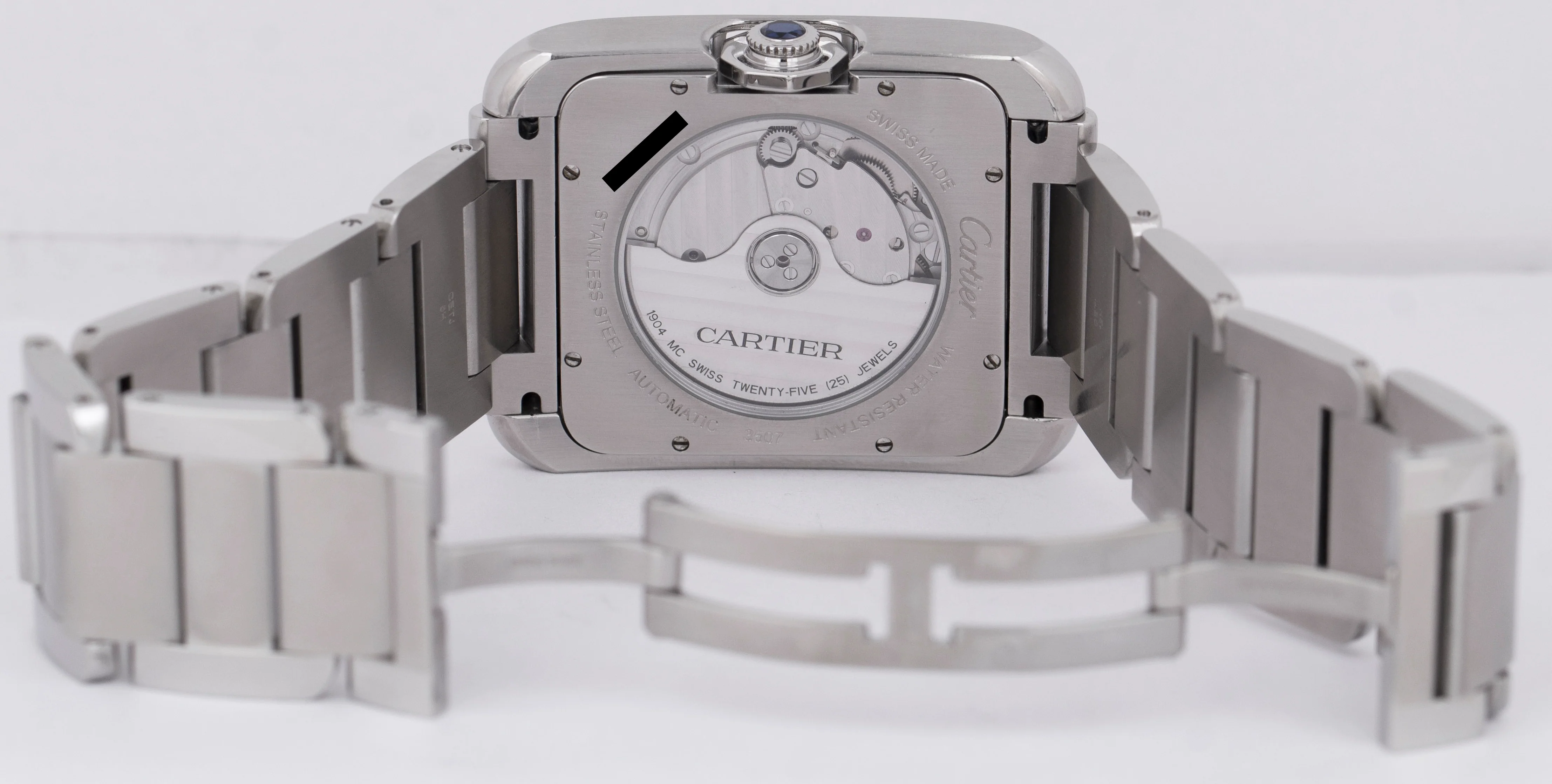 MINT Cartier Tank Anglaise XL Silver Steel 37mm Automatic Watch 3507 W520394 - Image 8