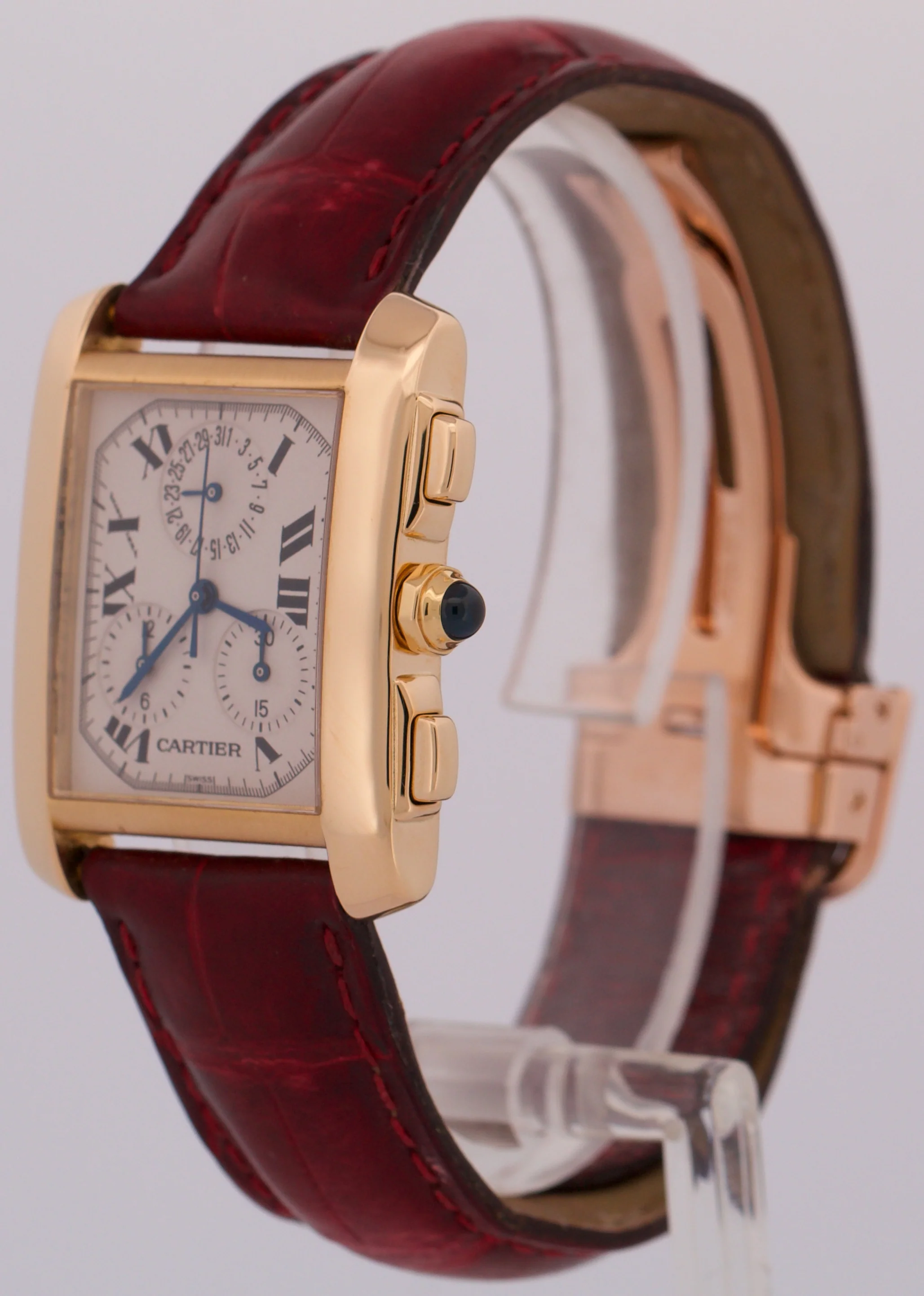 MINT Cartier Tank Francaise Chronograph IVORY 18K Gold Quartz 28mm 1830 W500556 - Image 3