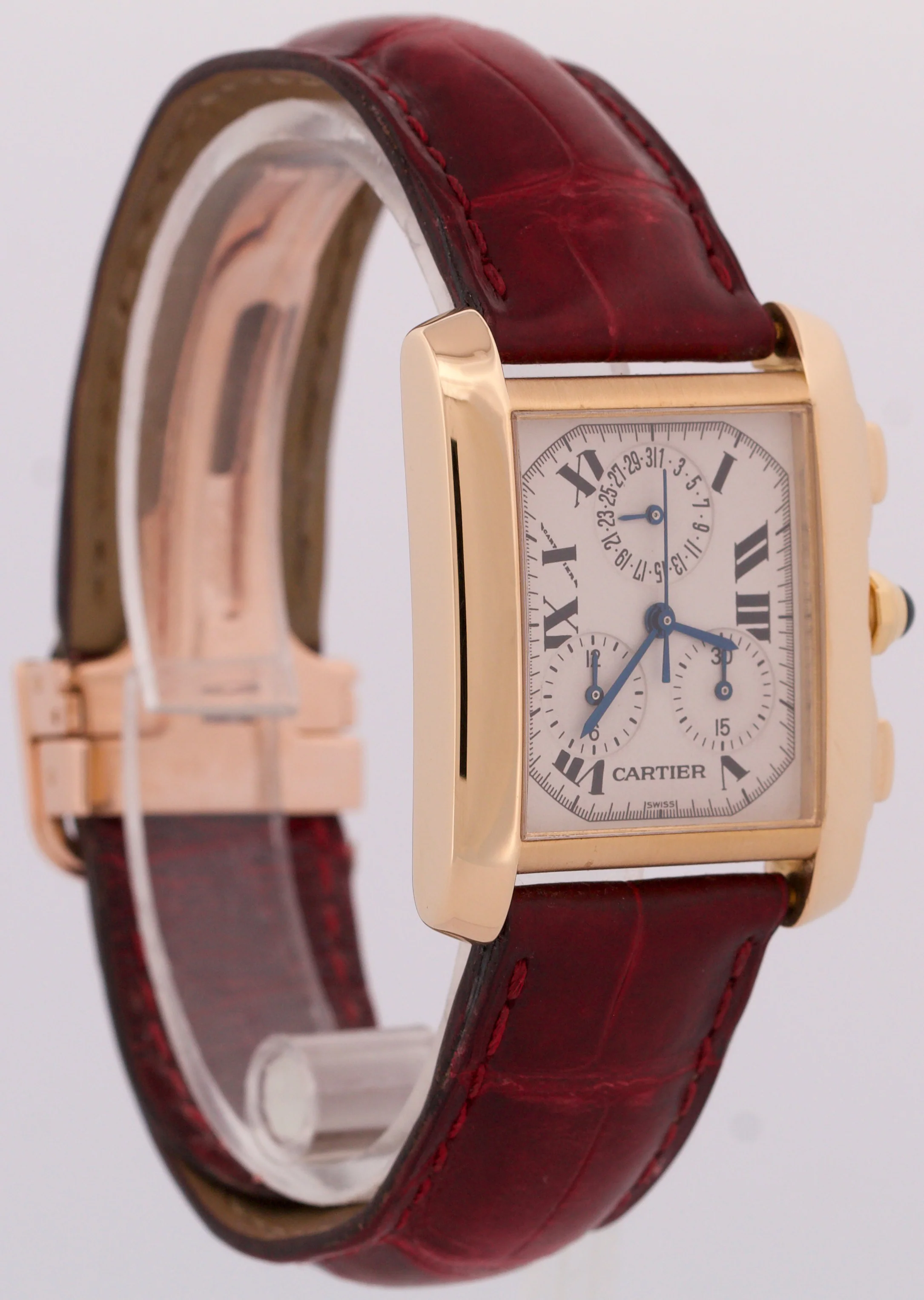 MINT Cartier Tank Francaise Chronograph IVORY 18K Gold Quartz 28mm 1830 W500556 - Image 4