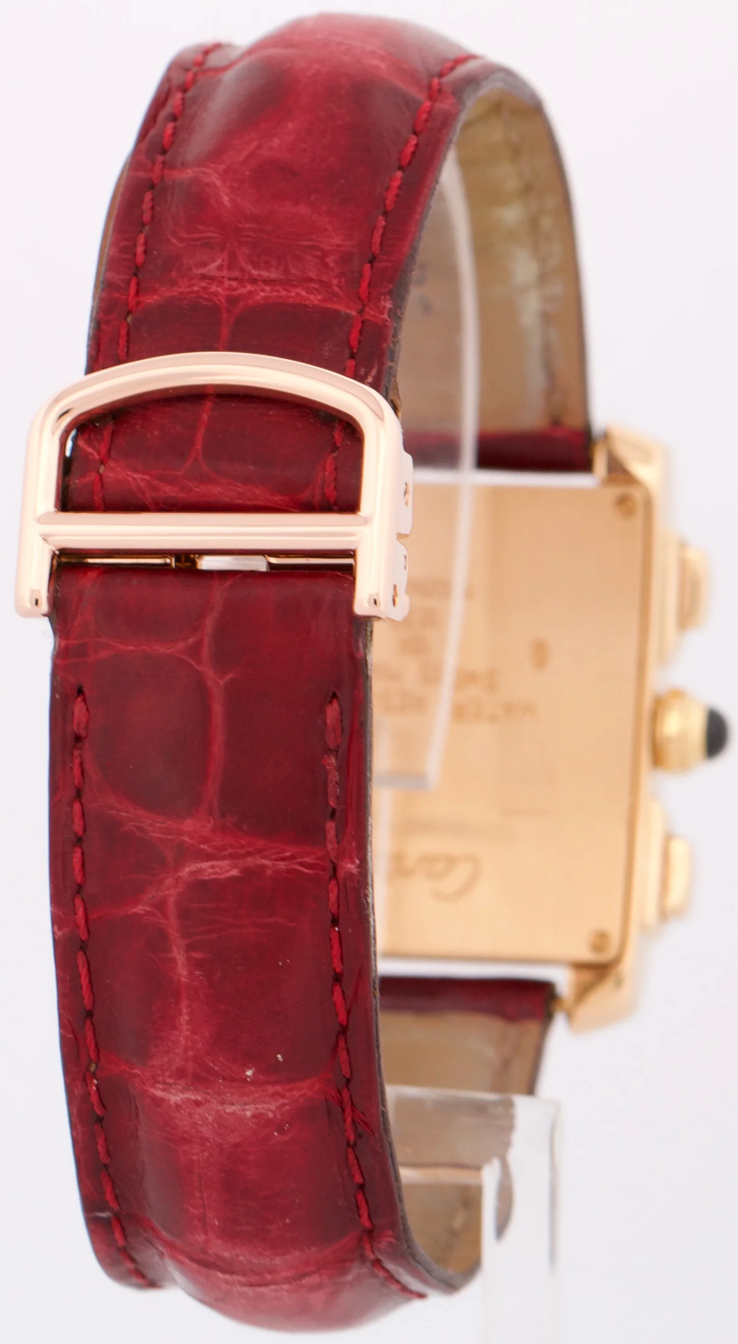MINT Cartier Tank Francaise Chronograph IVORY 18K Gold Quartz 28mm 1830 W500556 - Image 6