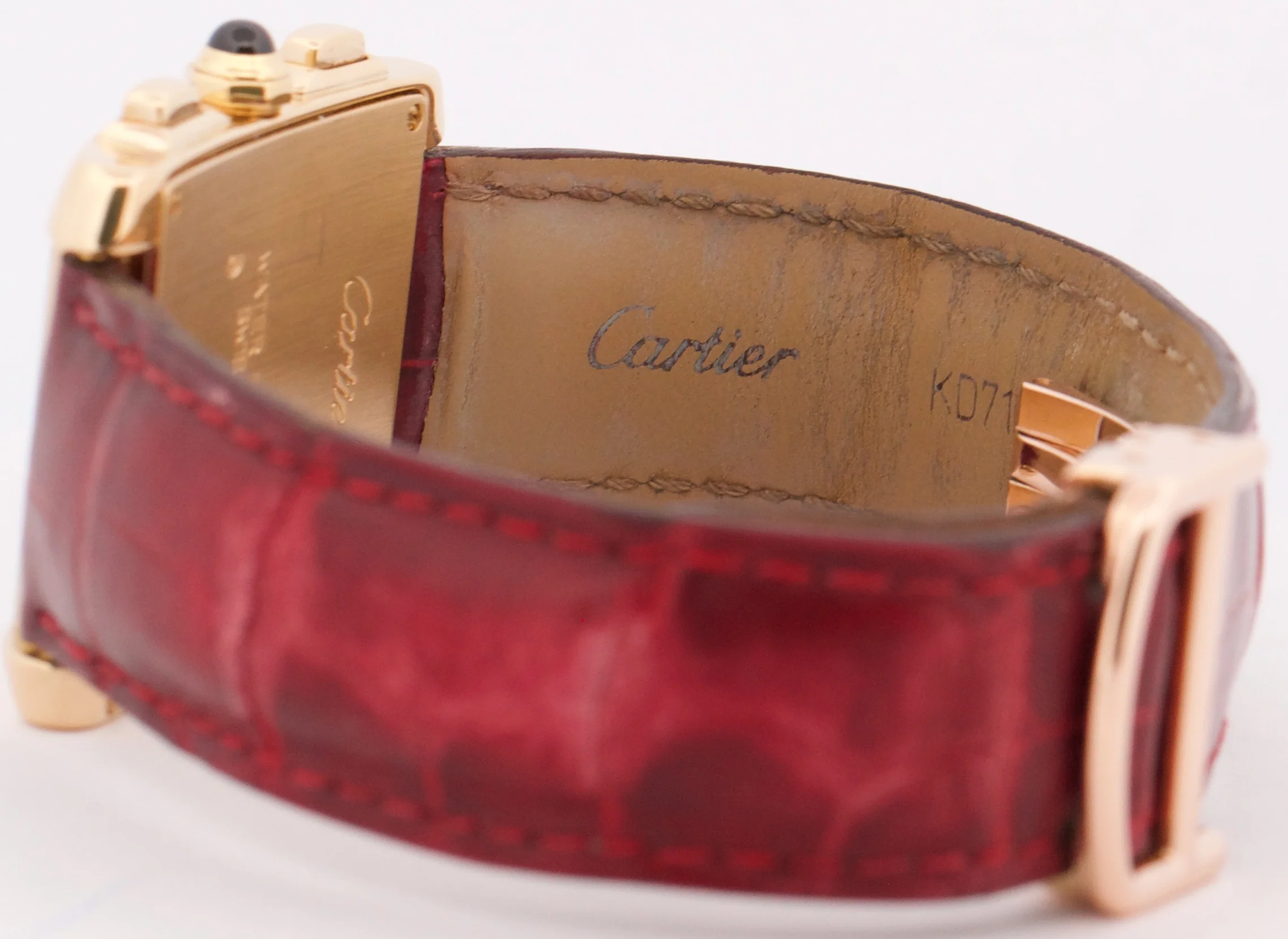 MINT Cartier Tank Francaise Chronograph IVORY 18K Gold Quartz 28mm 1830 W500556 - Image 7