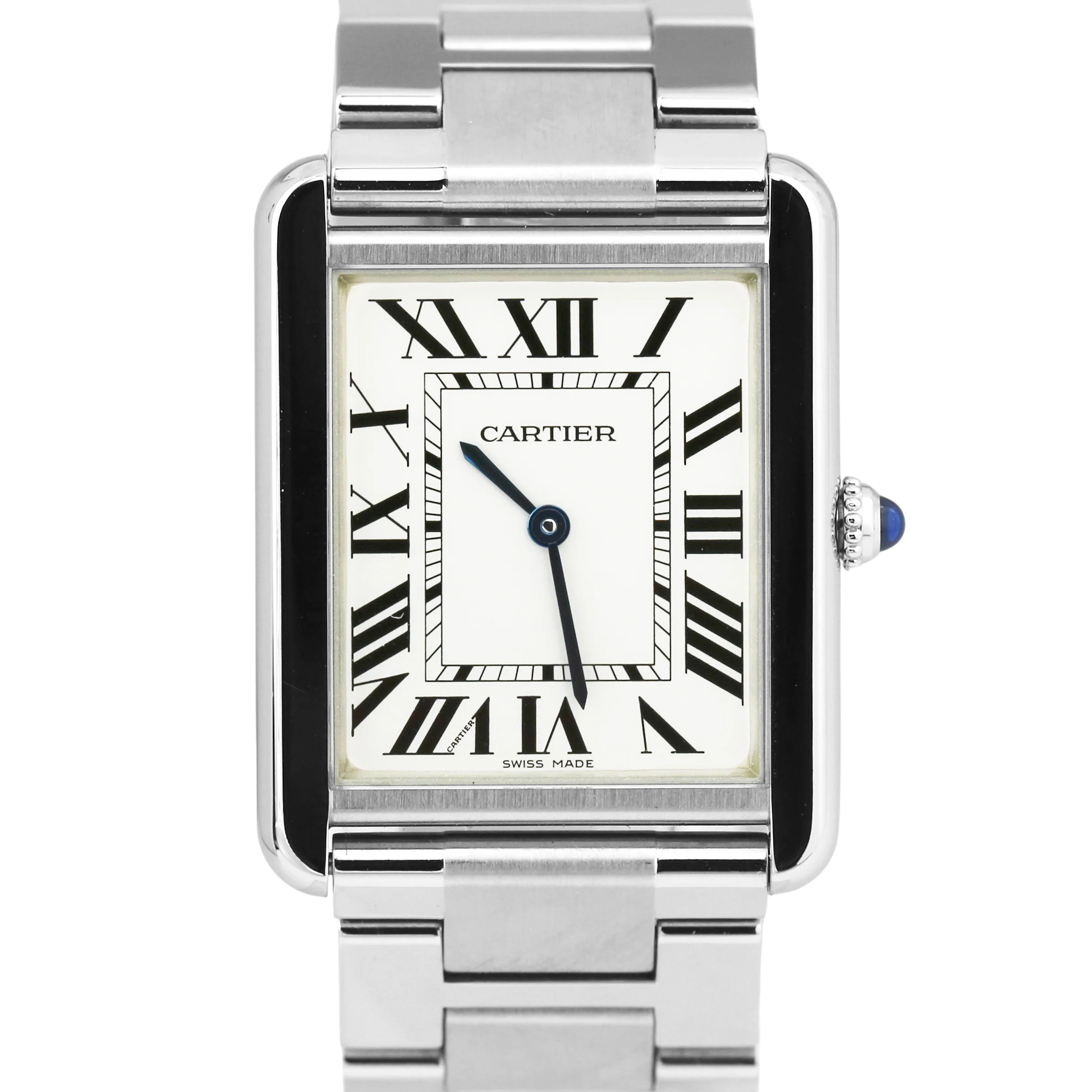 MINT Cartier Tank Solo Large SILVER ROMAN Stainless Steel Quartz 3169 / W5200014