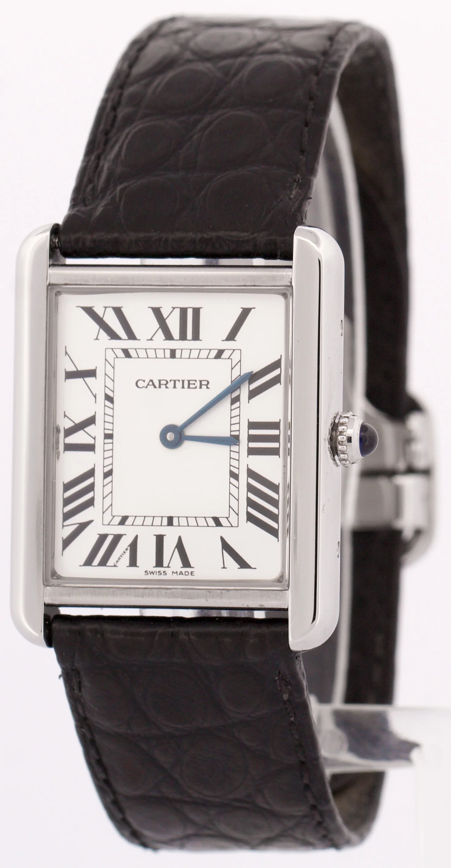 MINT Cartier Tank Solo Stainless Steel Roman Quartz 2715 W1018355 Leather Watch - Image 3