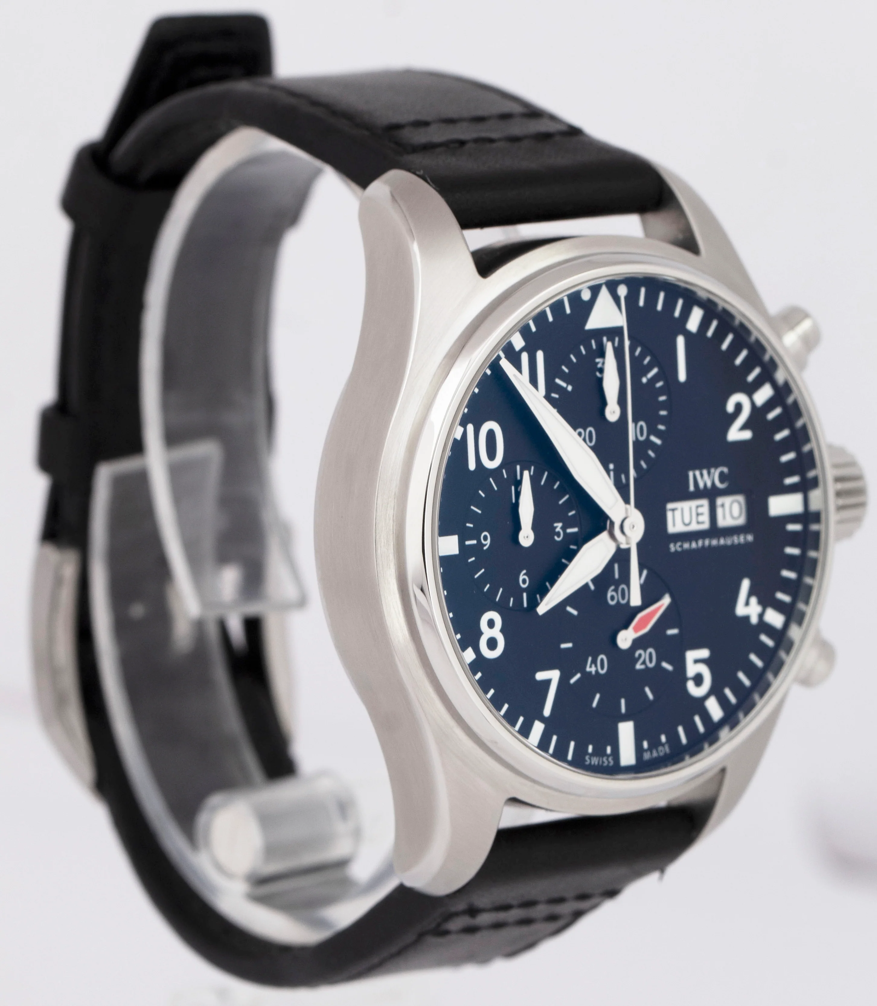 MINT IWC Pilot's Watch Day Date 43mm Chronograph Steel Black Watch IW378001 BOX - Image 4