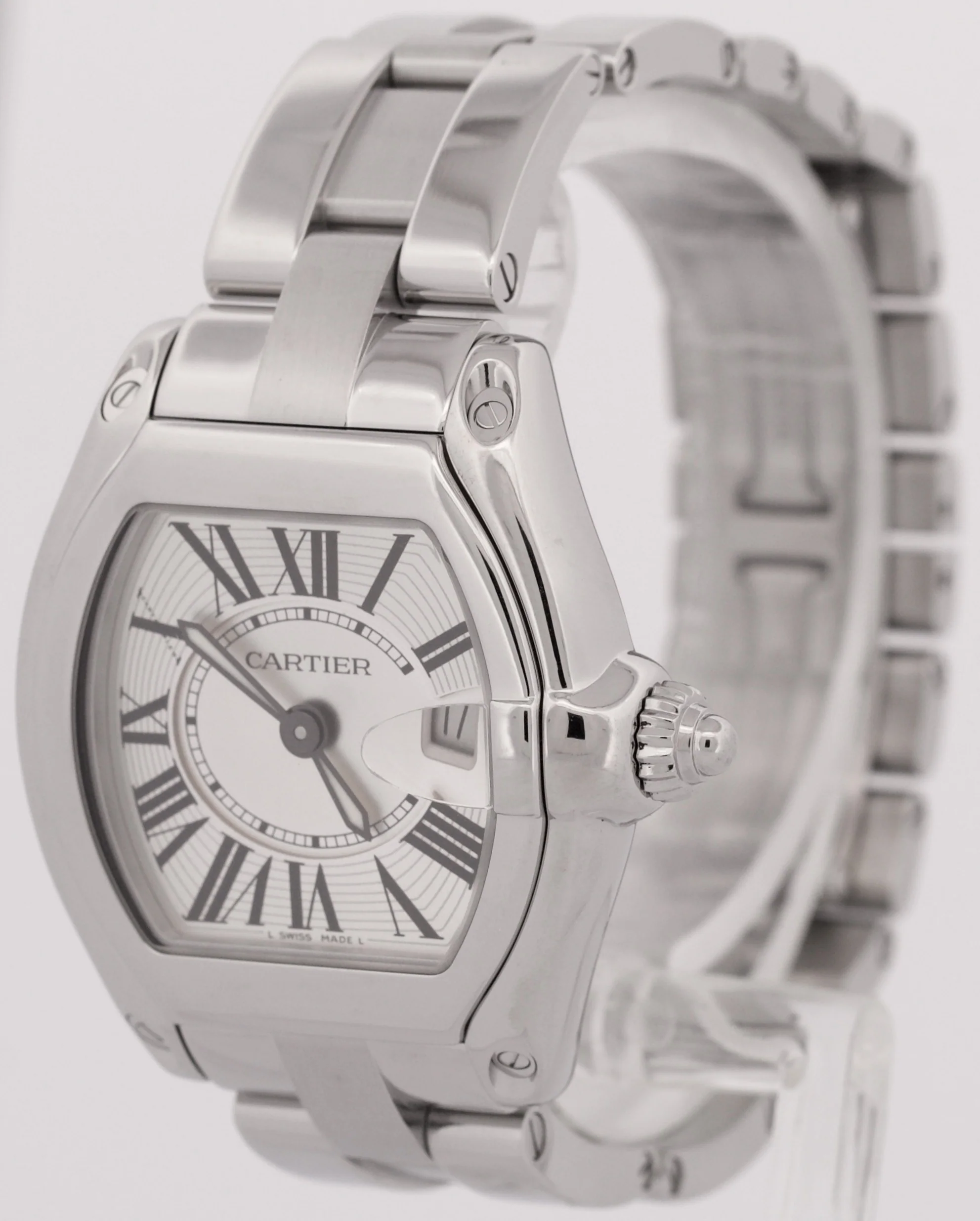 MINT Ladies Cartier Roadster SILVER Roman 2675 31mm Quartz Stainless Steel Watch - Image 3