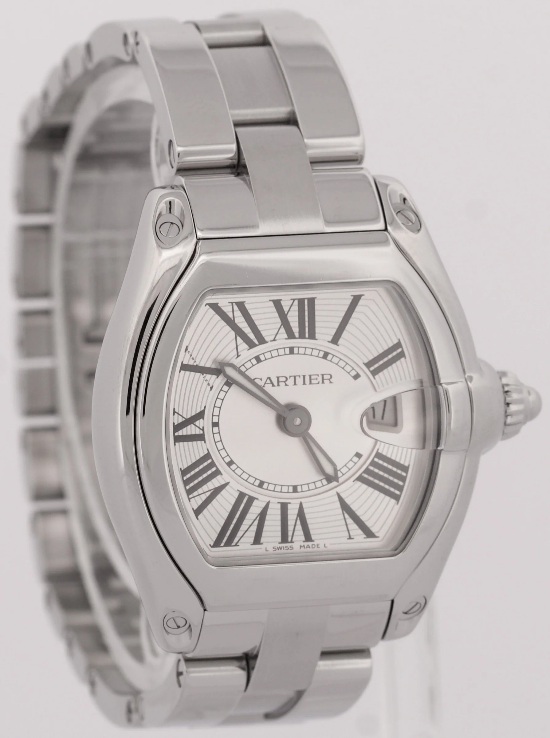 MINT Ladies Cartier Roadster SILVER Roman 2675 31mm Quartz Stainless Steel Watch - Image 4