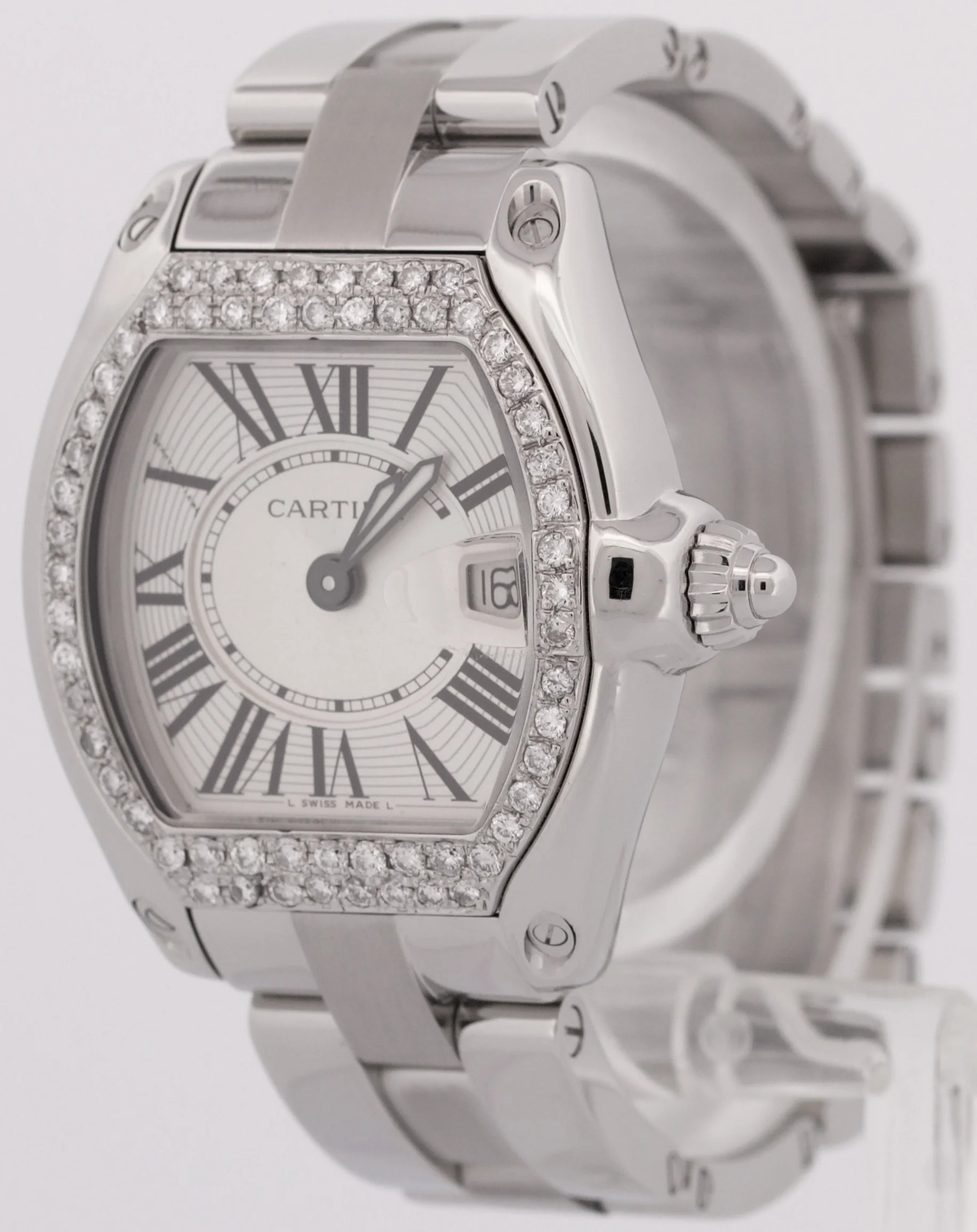 MINT Ladies Cartier Roadster SILVER Roman 2675 31mm Quartz Stainless Steel Watch - Image 3