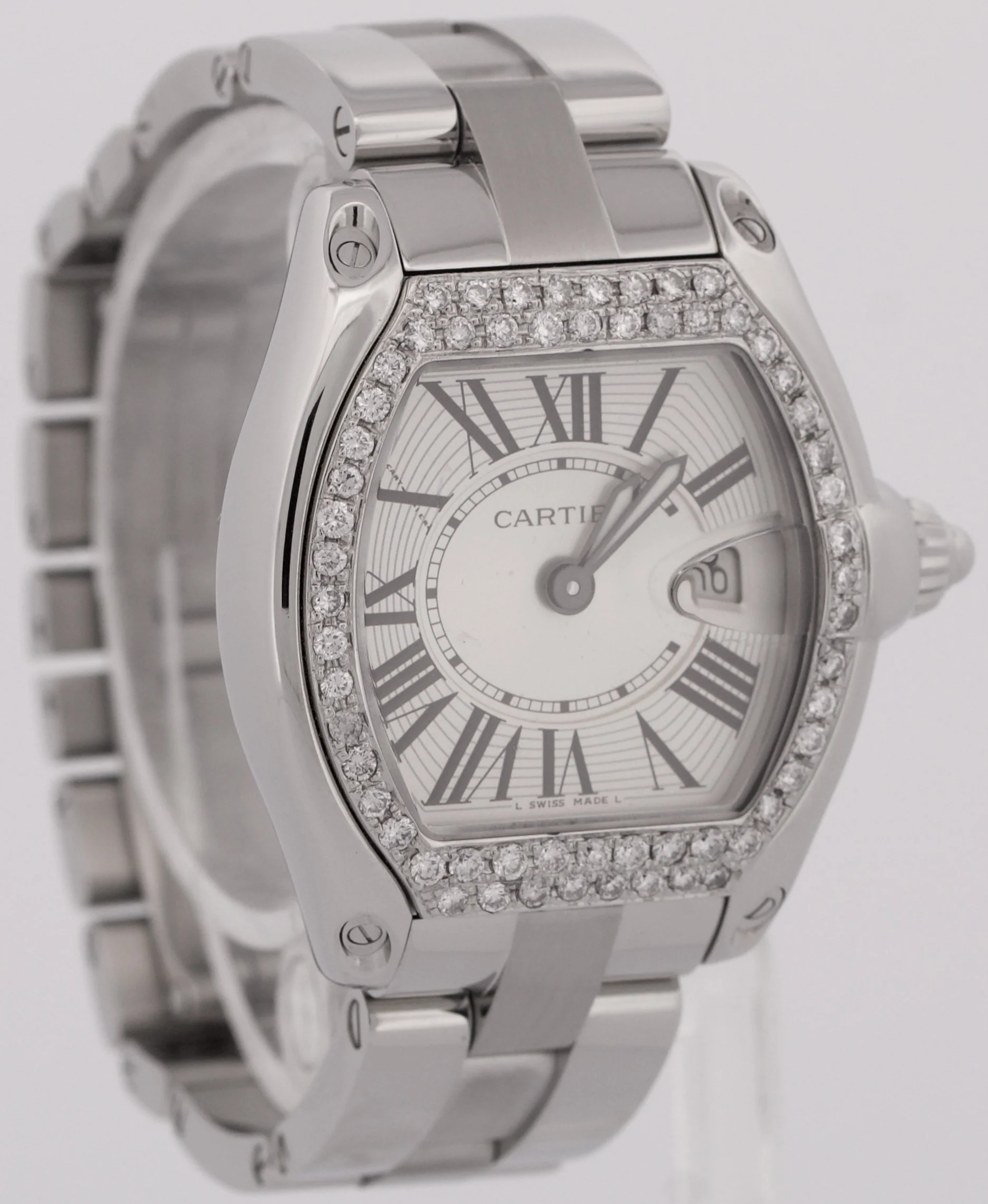 MINT Ladies Cartier Roadster SILVER Roman 2675 31mm Quartz Stainless Steel Watch - Image 4