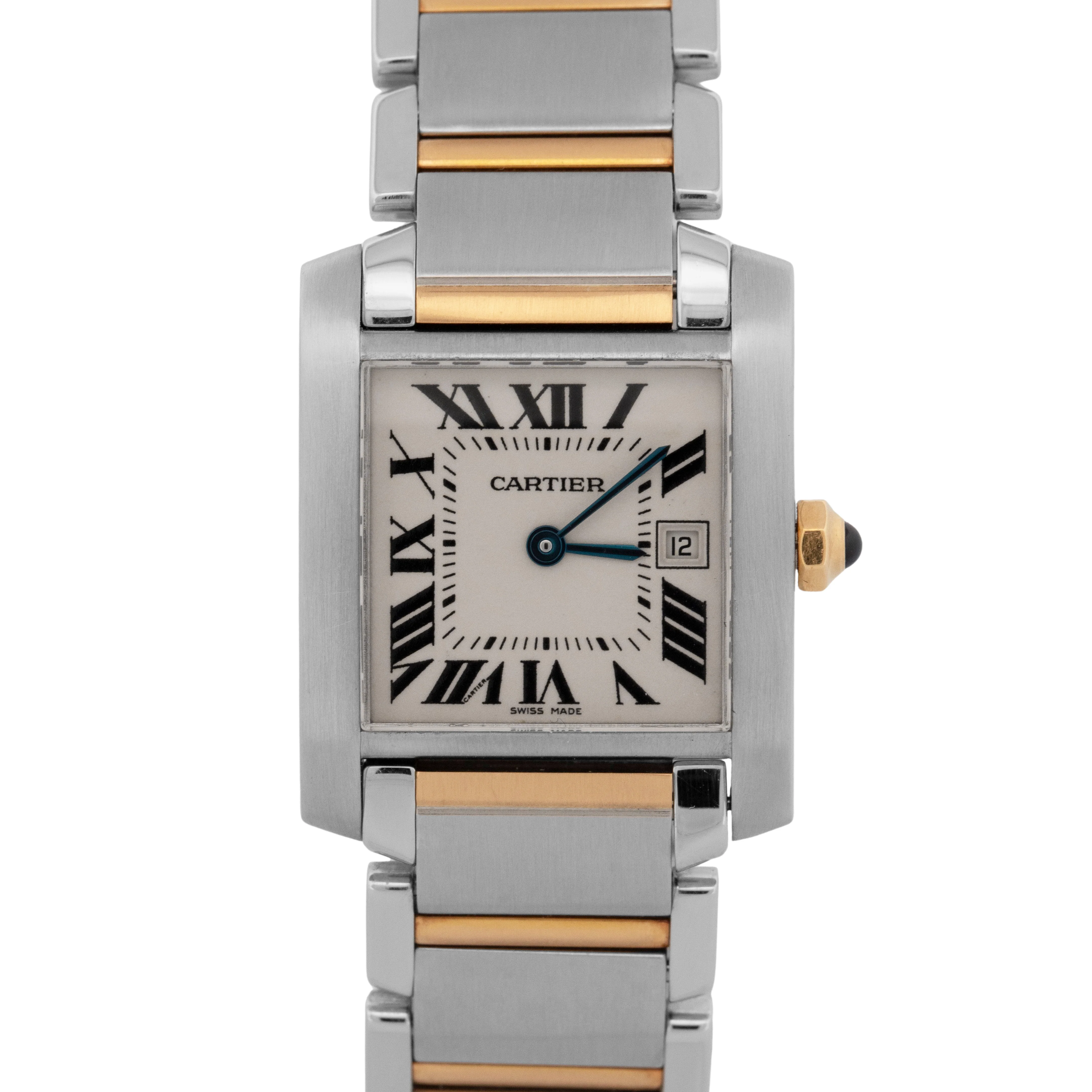 MINT Ladies Cartier Tank Francaise Midsize 2465 Two-Tone Gold Roman Quartz Watch