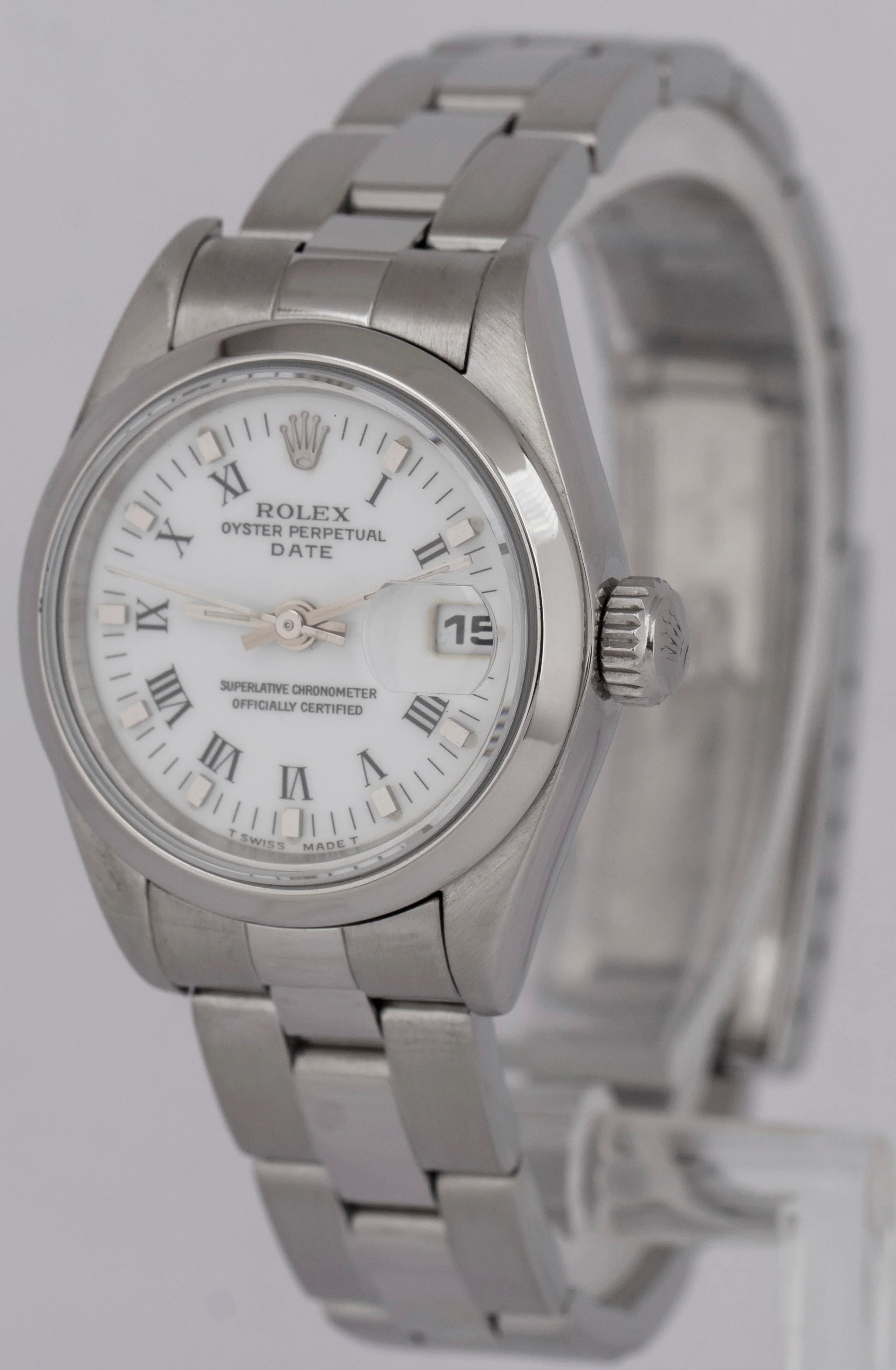 MINT Ladies Rolex Date 26mm White Stainless Steel Oyster Automatic Watch 69160 - Image 3