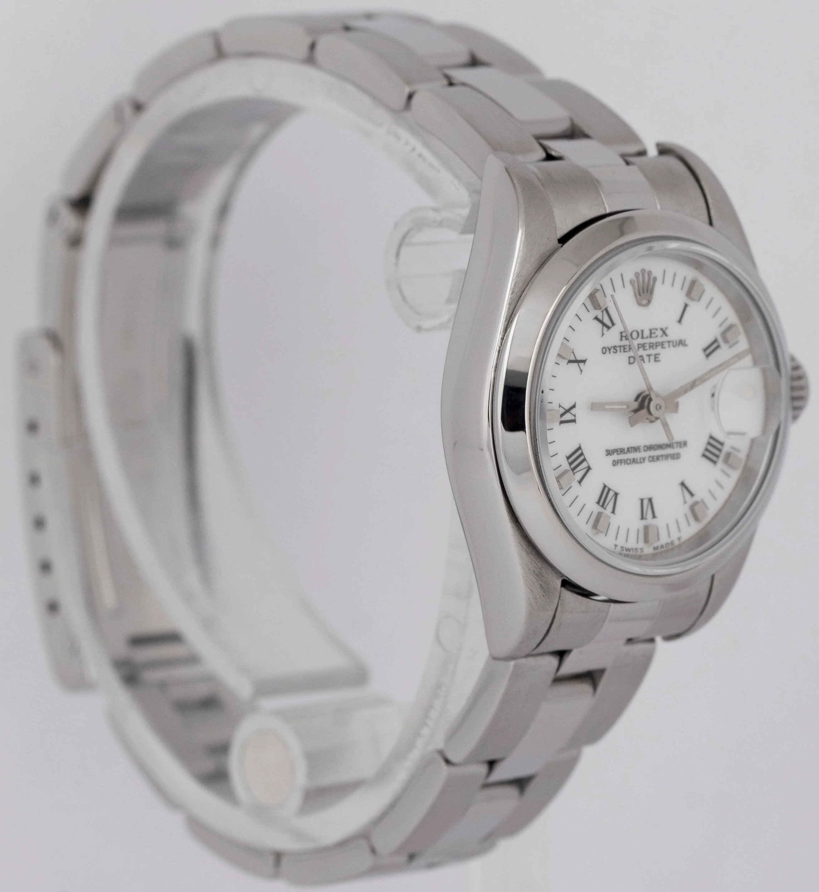MINT Ladies Rolex Date 26mm White Stainless Steel Oyster Automatic Watch 69160 - Image 4